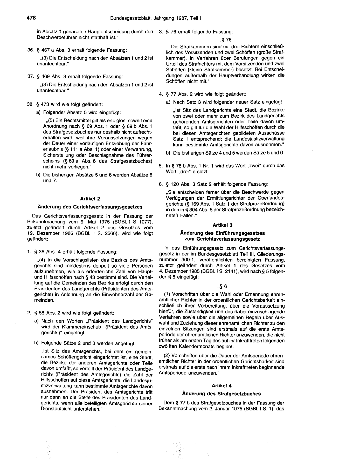 BGBl. 1987, Seite 478 — Originalseite als Abbildung