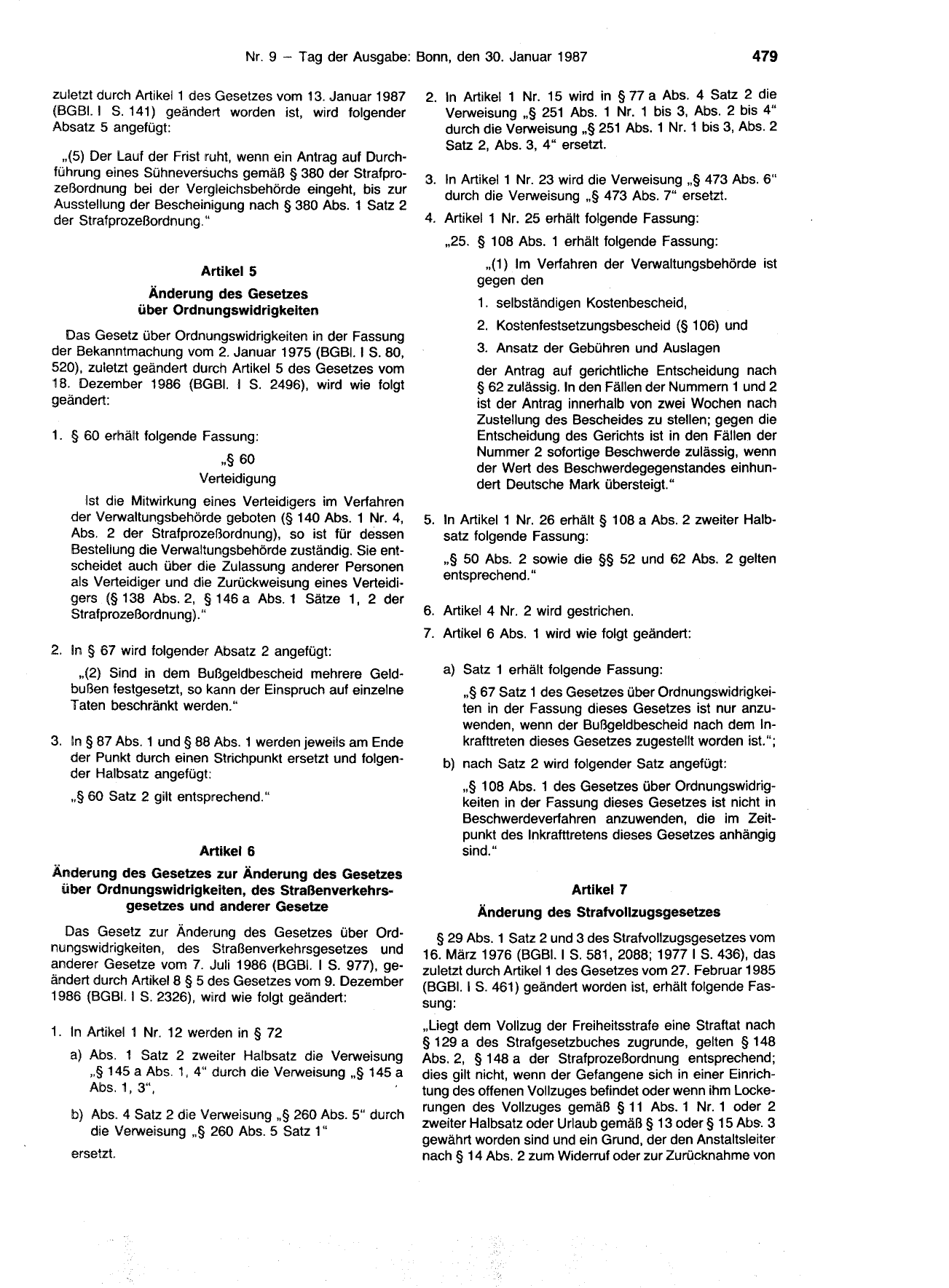 BGBl. 1987, Seite 479 — Originalseite als Abbildung