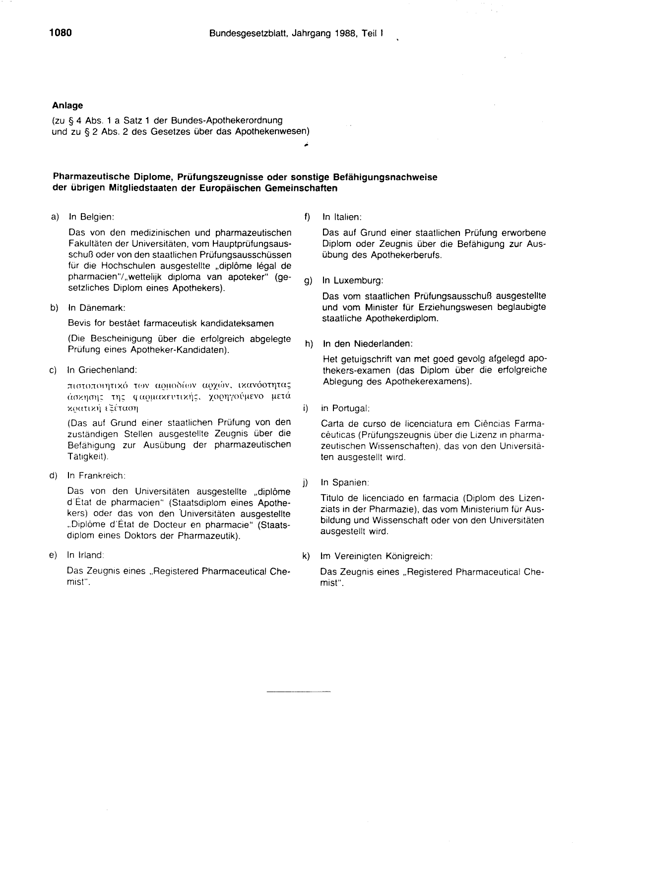 BGBl. 1988, Seite 1080 — Originalseite als Abbildung