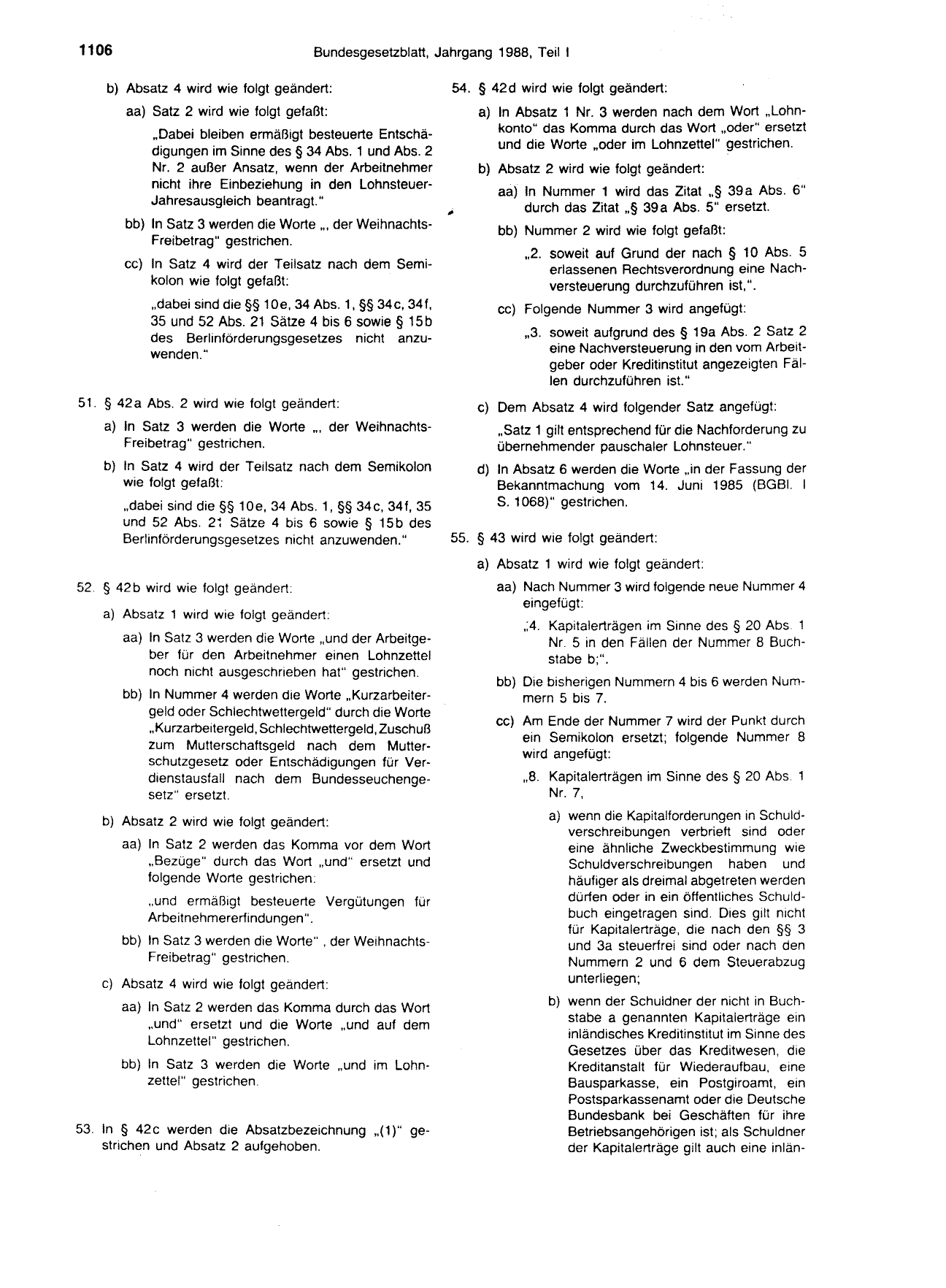 BGBl. 1988, Seite 1106 — Originalseite als Abbildung