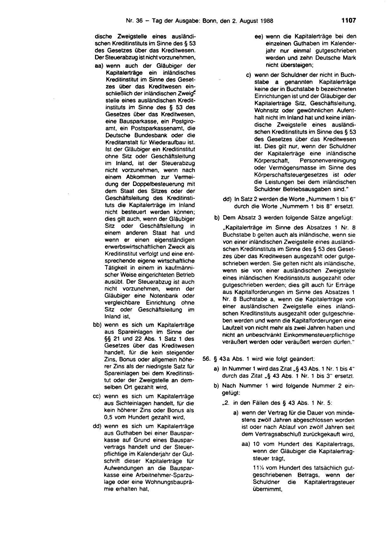 BGBl. 1988, Seite 1107 — Originalseite als Abbildung