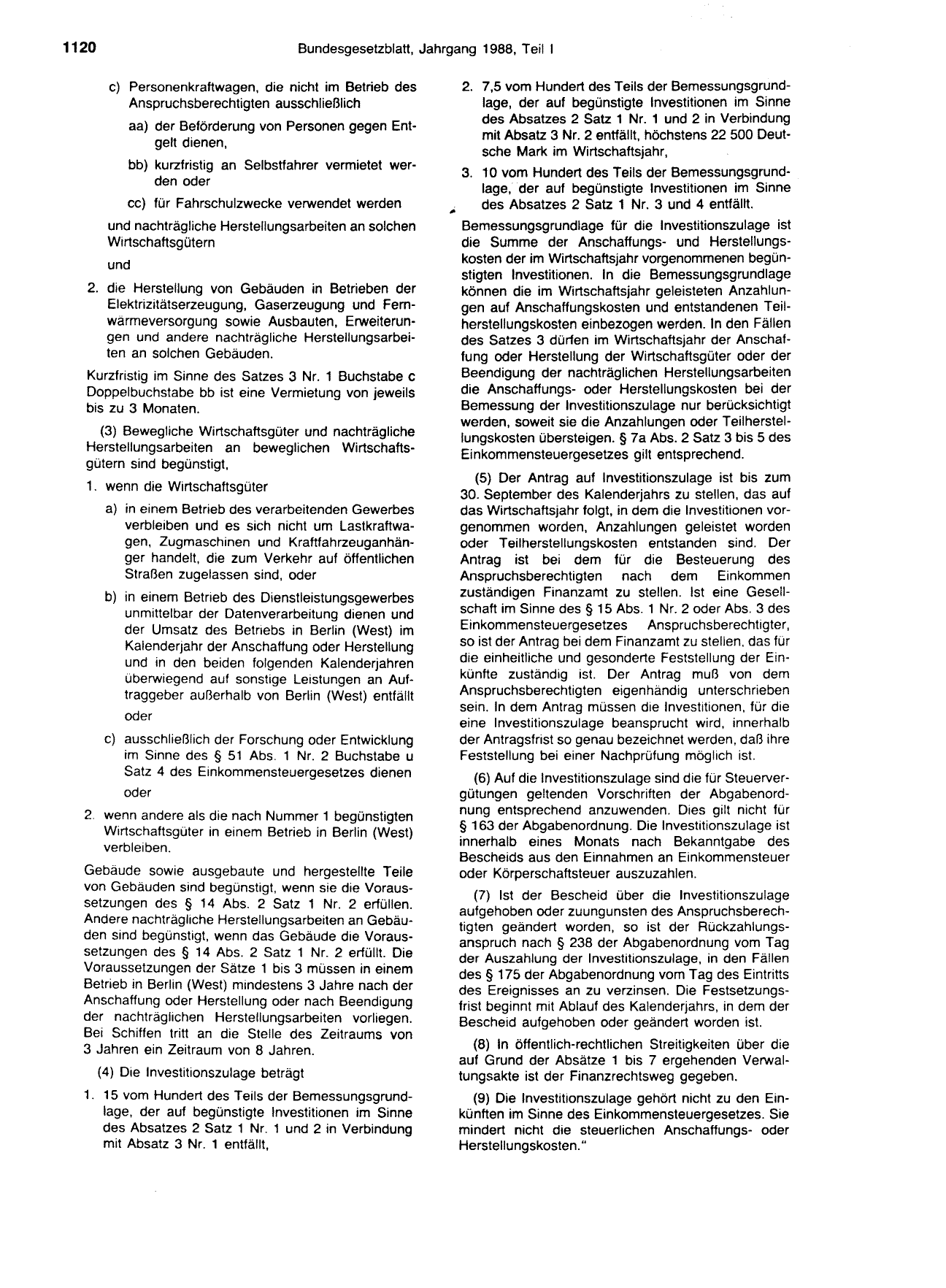BGBl. 1988, Seite 1120 — Originalseite als Abbildung