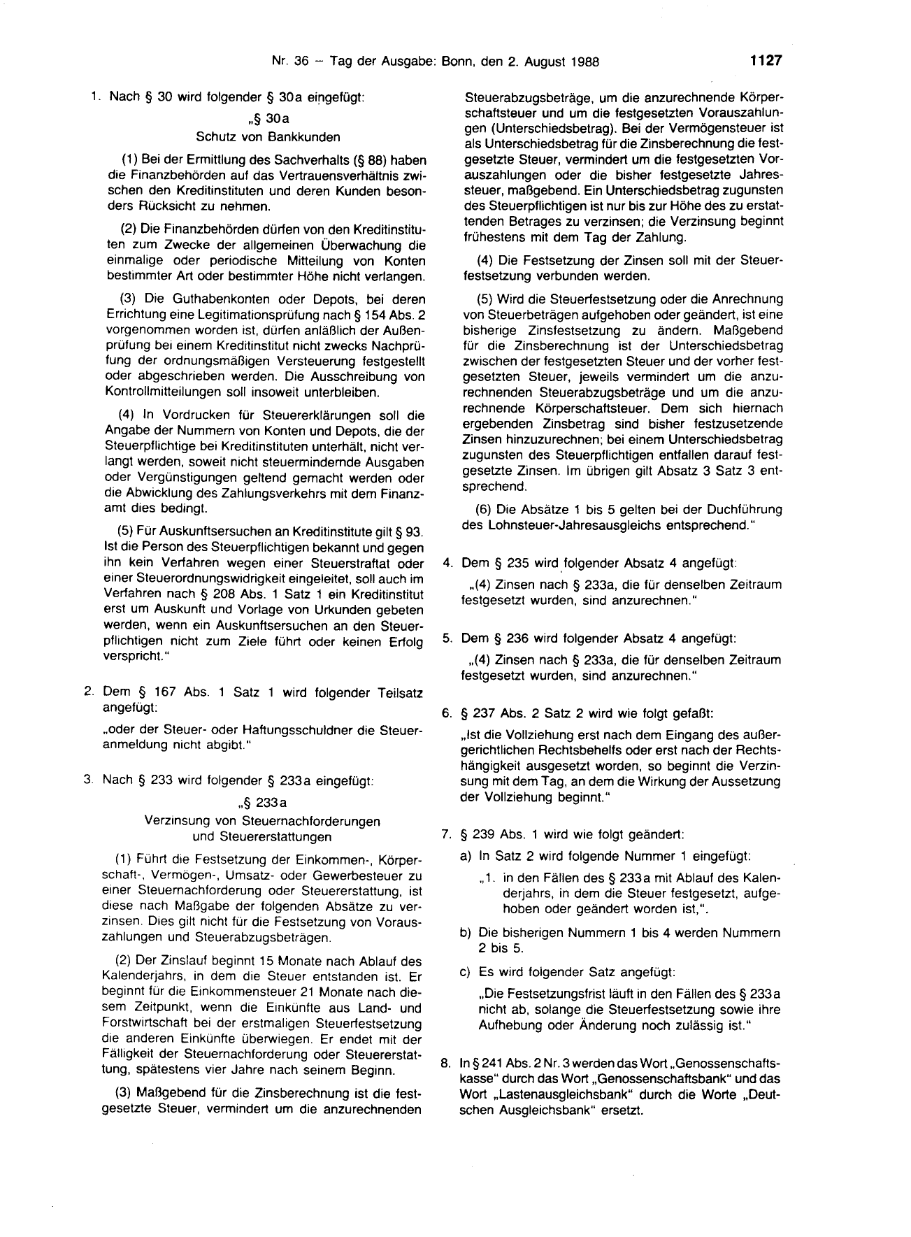 BGBl. 1988, Seite 1127 — Originalseite als Abbildung