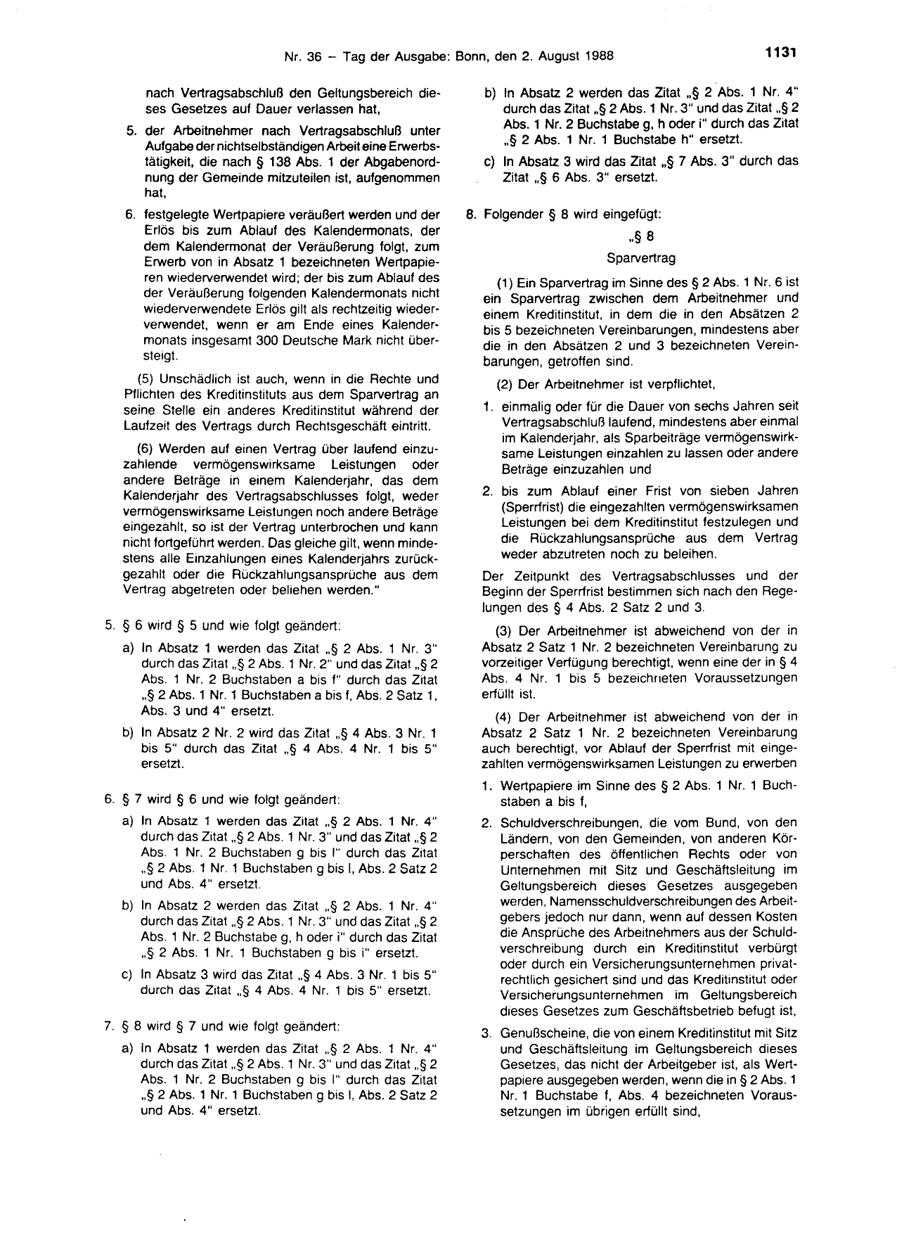 BGBl. 1988, Seite 1131 — Originalseite als Abbildung