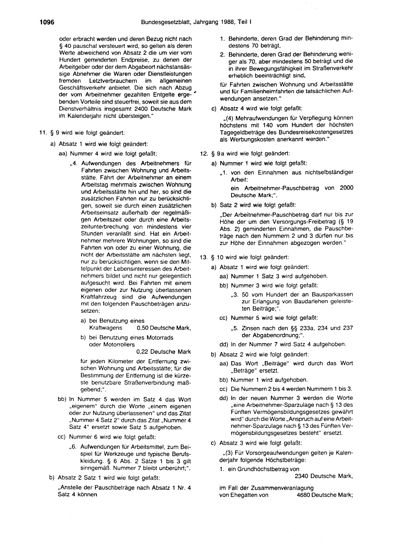 BGBl. 1988, Seite 1096 — Originalseite als Abbildung