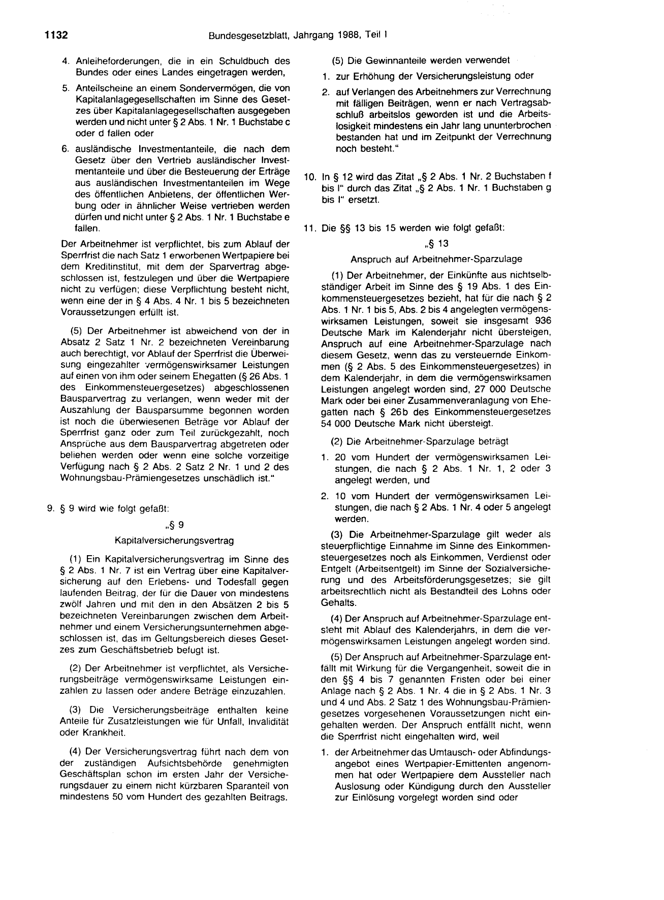 BGBl. 1988, Seite 1132 — Originalseite als Abbildung