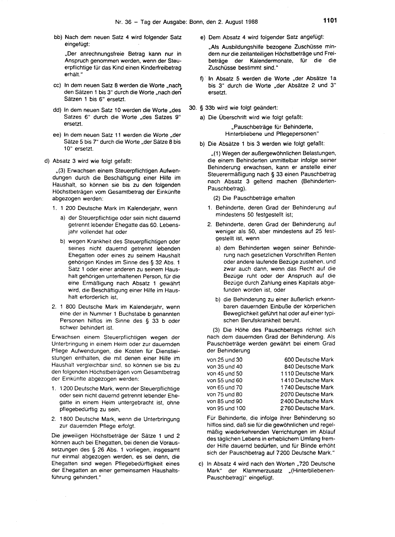 BGBl. 1988, Seite 1101 — Originalseite als Abbildung