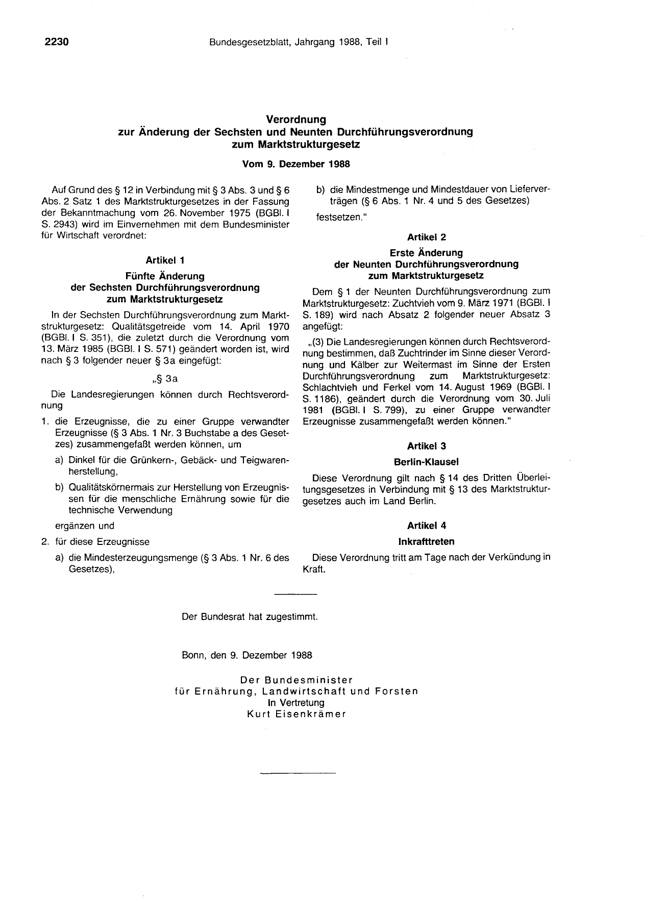 BGBl. 1988, Seite 2230 — Originalseite als Abbildung