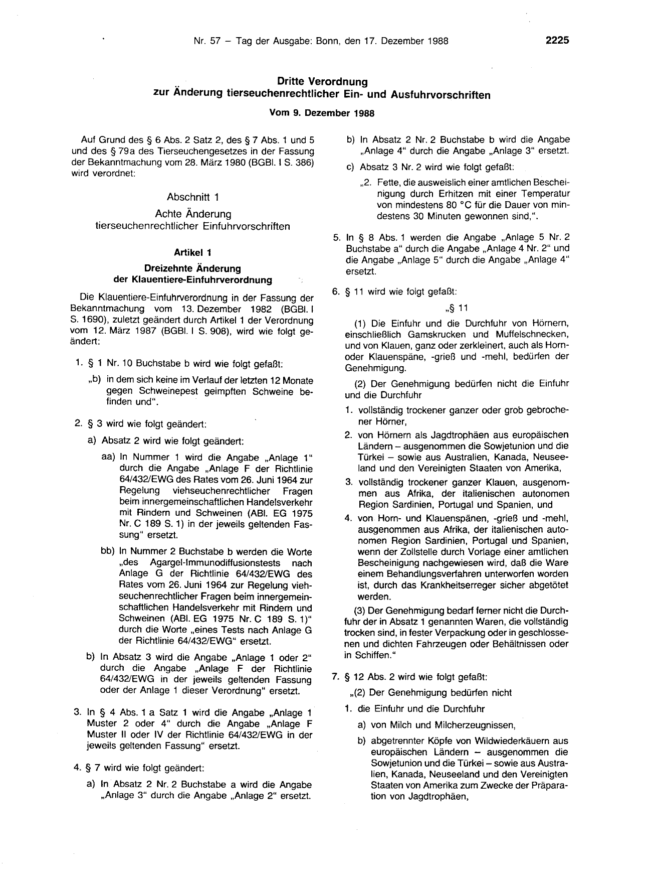 BGBl. 1988, Seite 2225 — Originalseite als Abbildung
