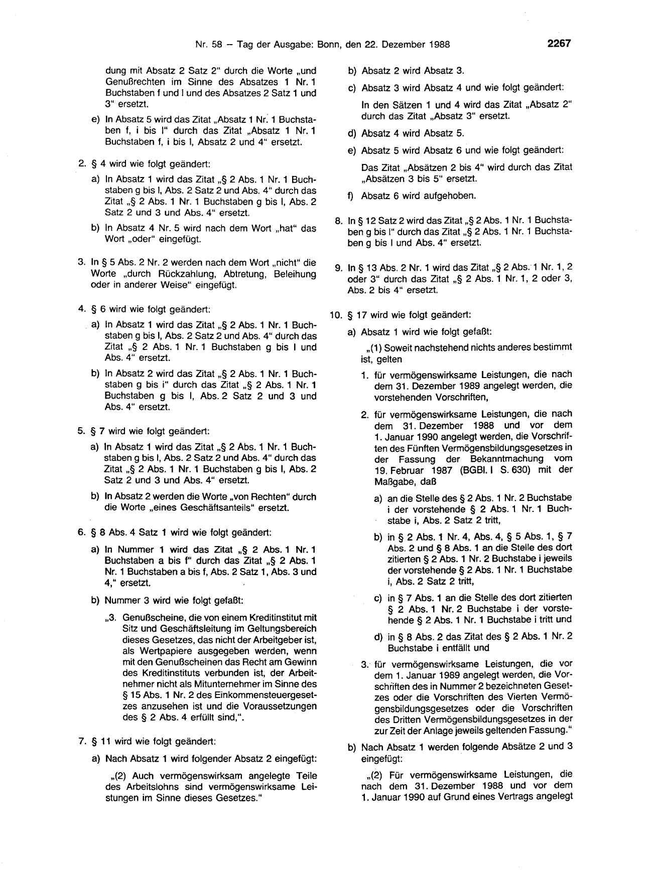 BGBl. 1988, Seite 2267 — Originalseite als Abbildung