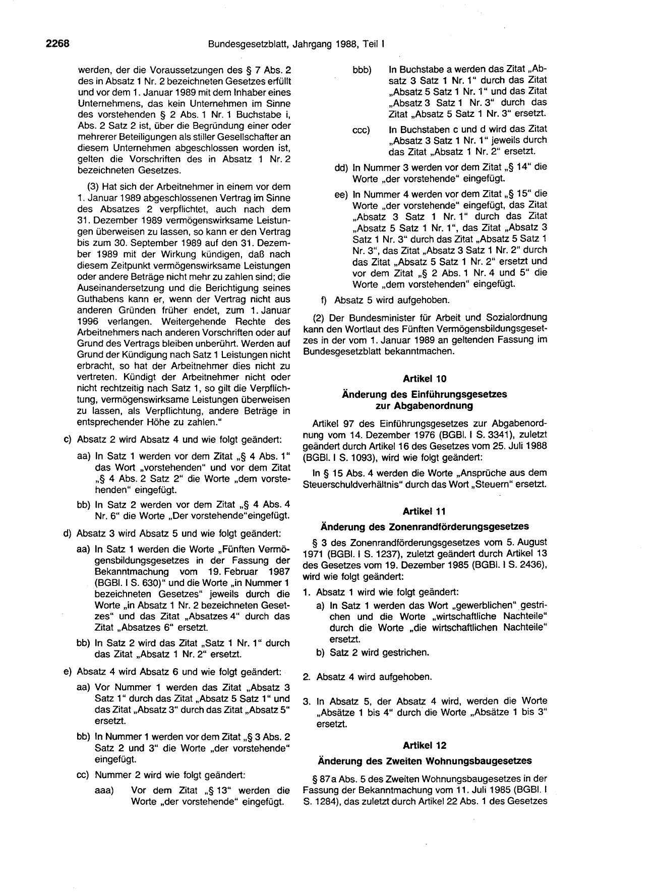 BGBl. 1988, Seite 2268 — Originalseite als Abbildung