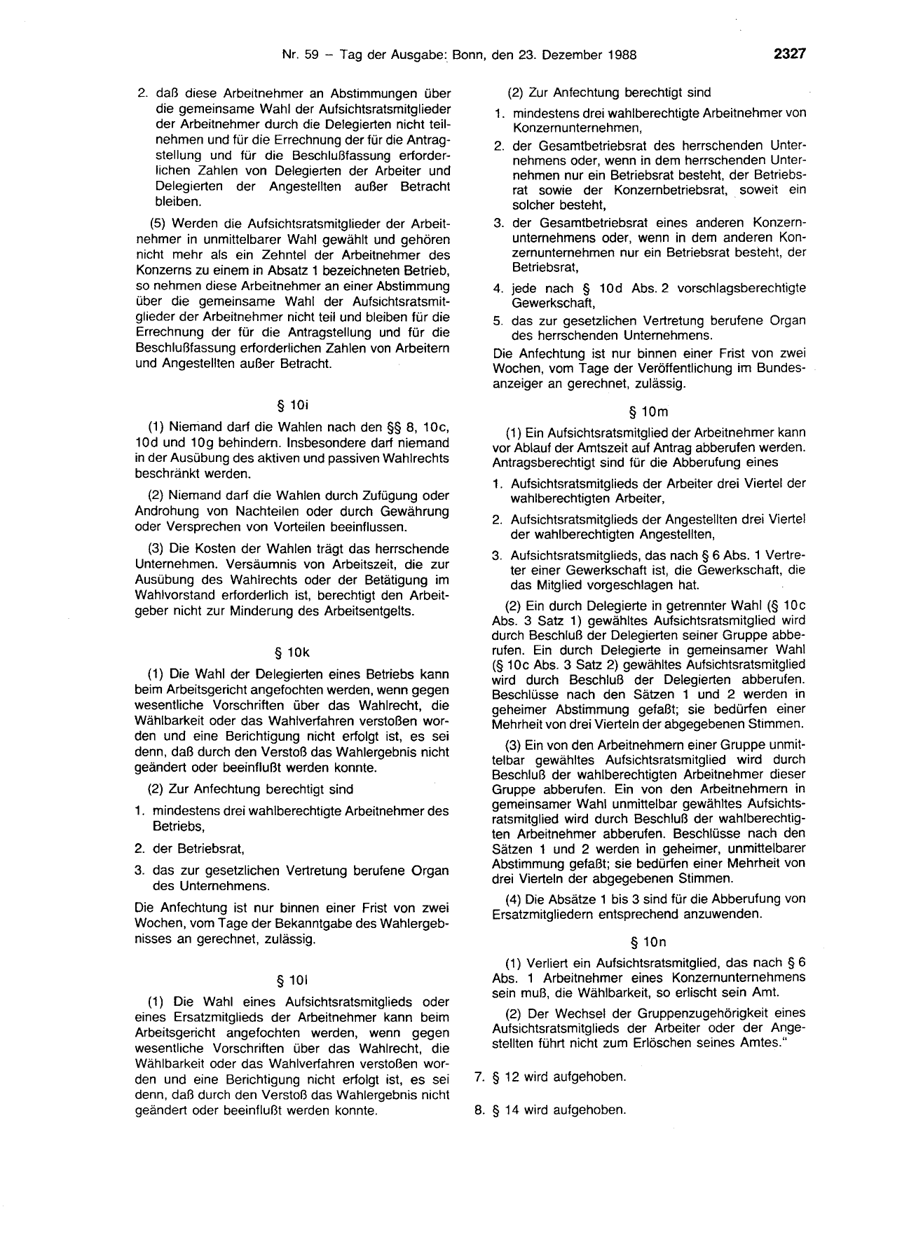BGBl. 1988, Seite 2327 — Originalseite als Abbildung