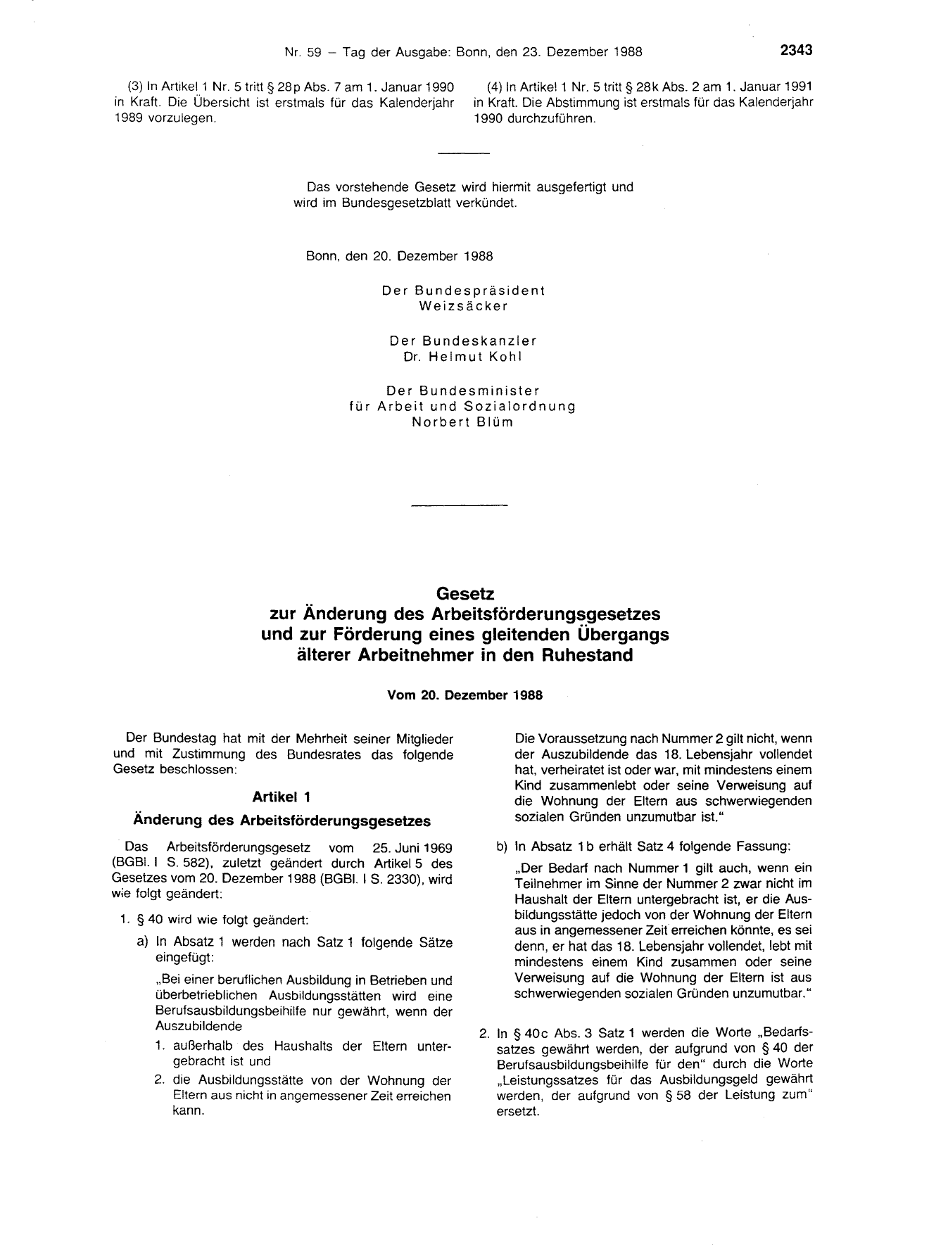 BGBl. 1988, Seite 2343 — Originalseite als Abbildung