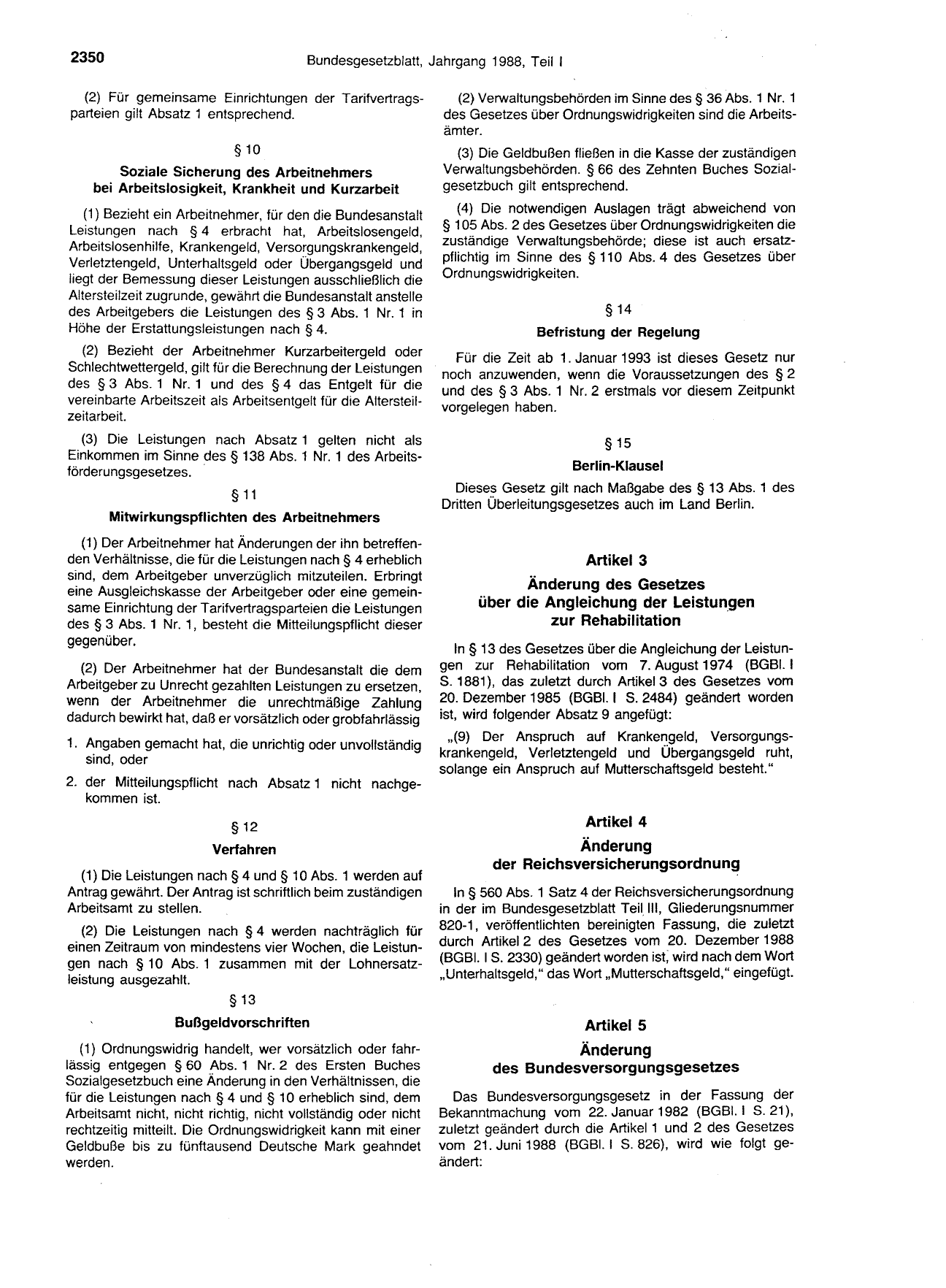 BGBl. 1988, Seite 2350 — Originalseite als Abbildung
