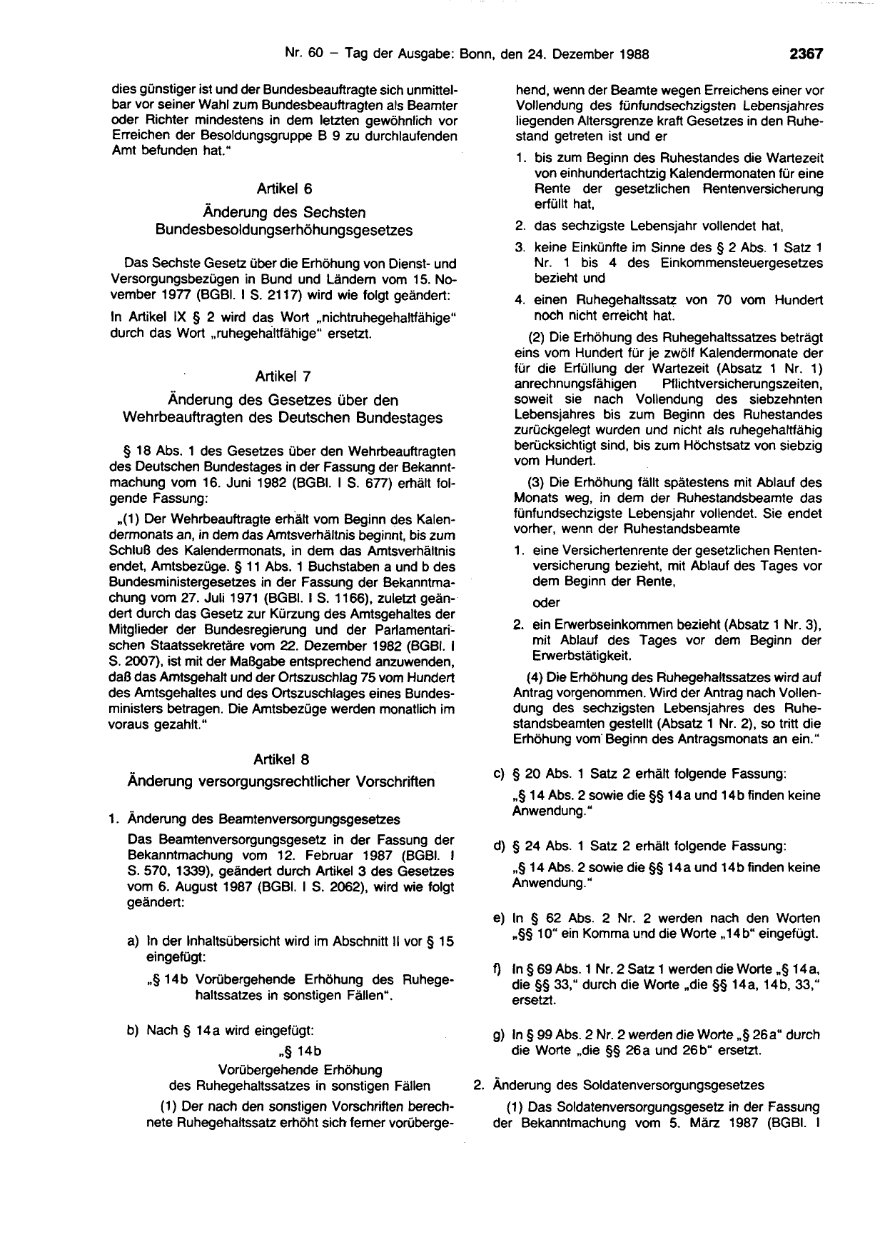 BGBl. 1988, Seite 2367 — Originalseite als Abbildung