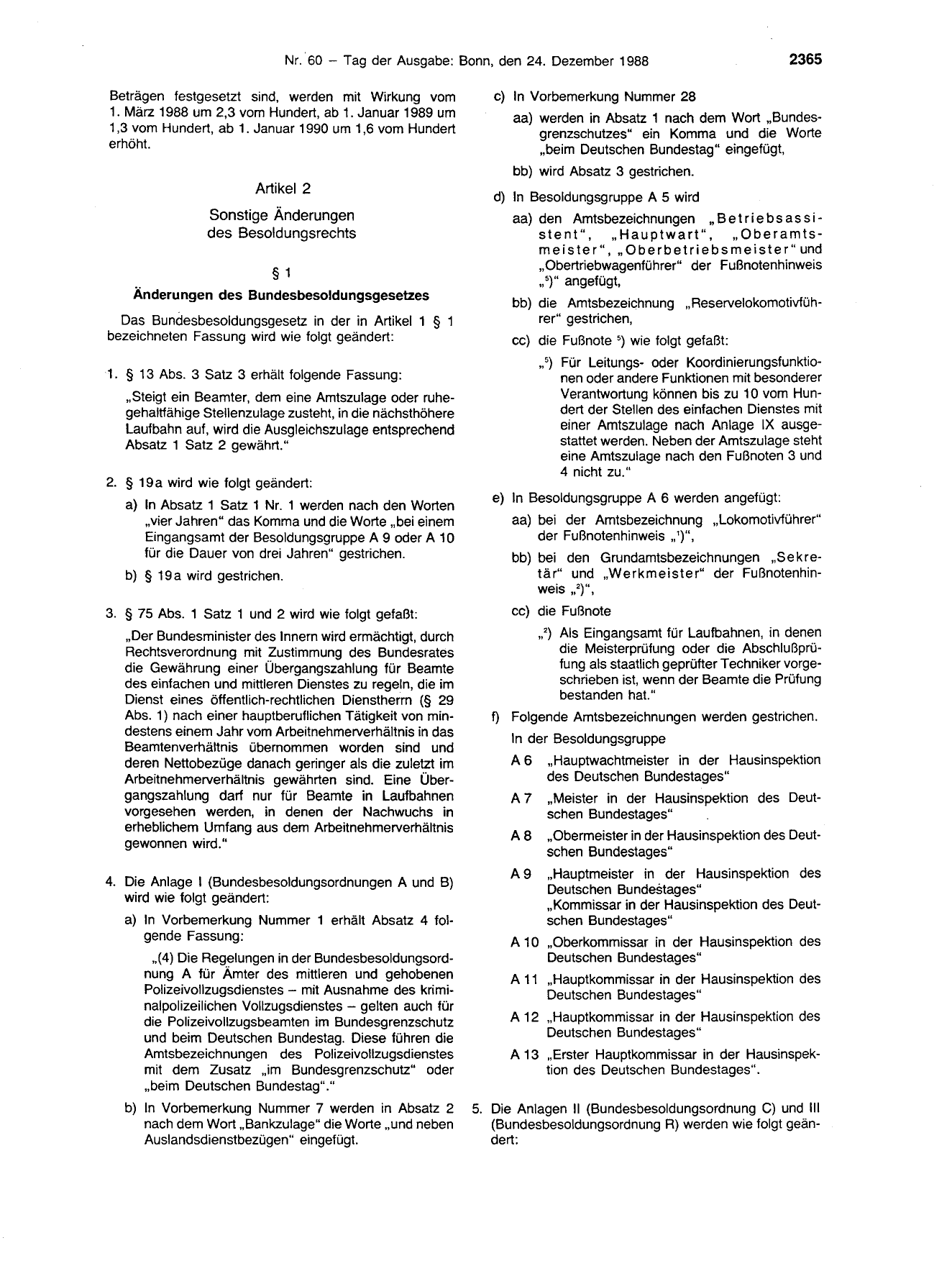BGBl. 1988, Seite 2365 — Originalseite als Abbildung