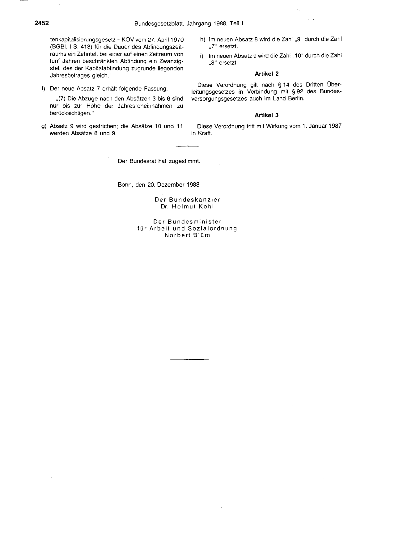 BGBl. 1988, Seite 2452 — Originalseite als Abbildung