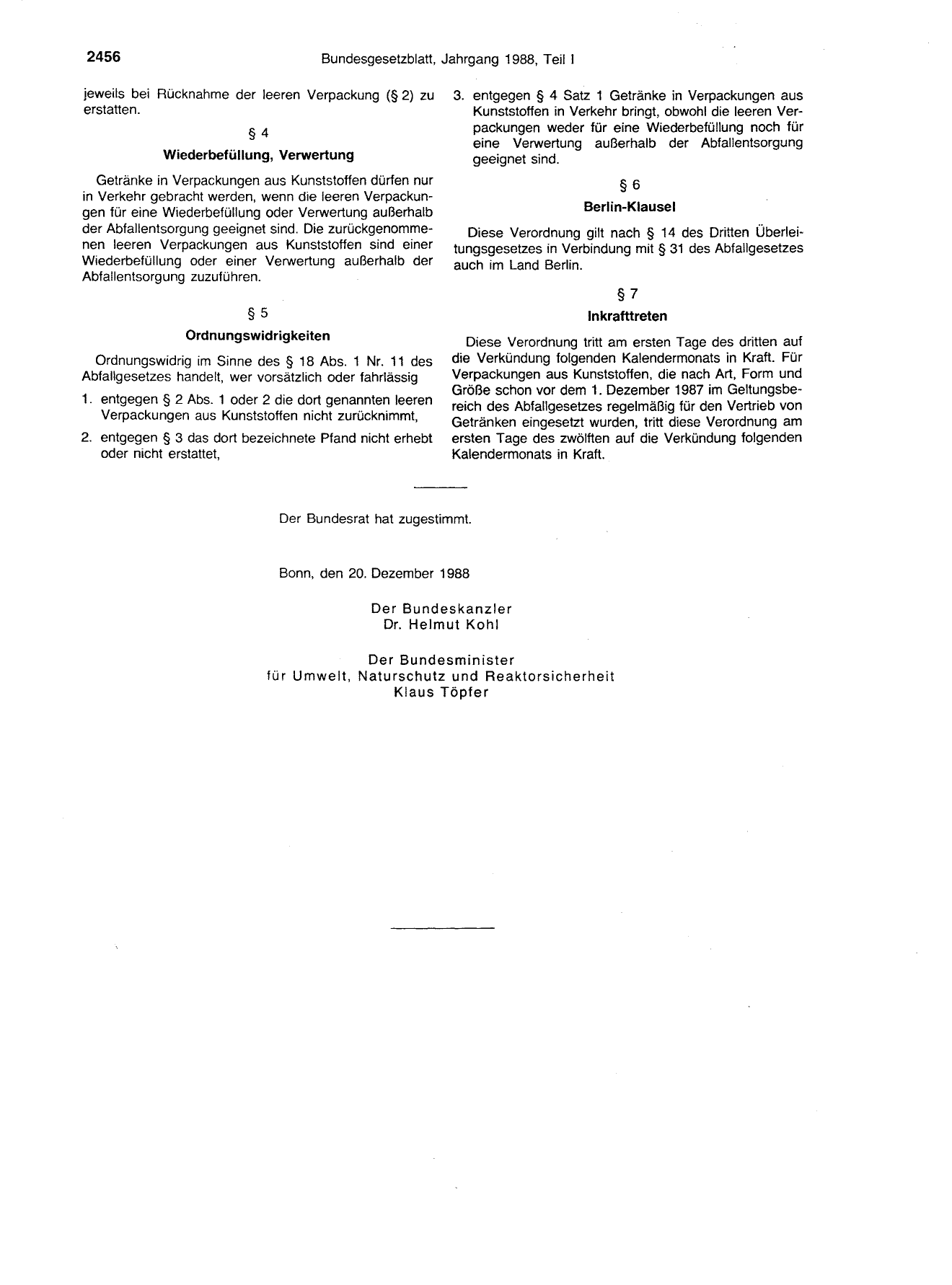 BGBl. 1988, Seite 2456 — Originalseite als Abbildung