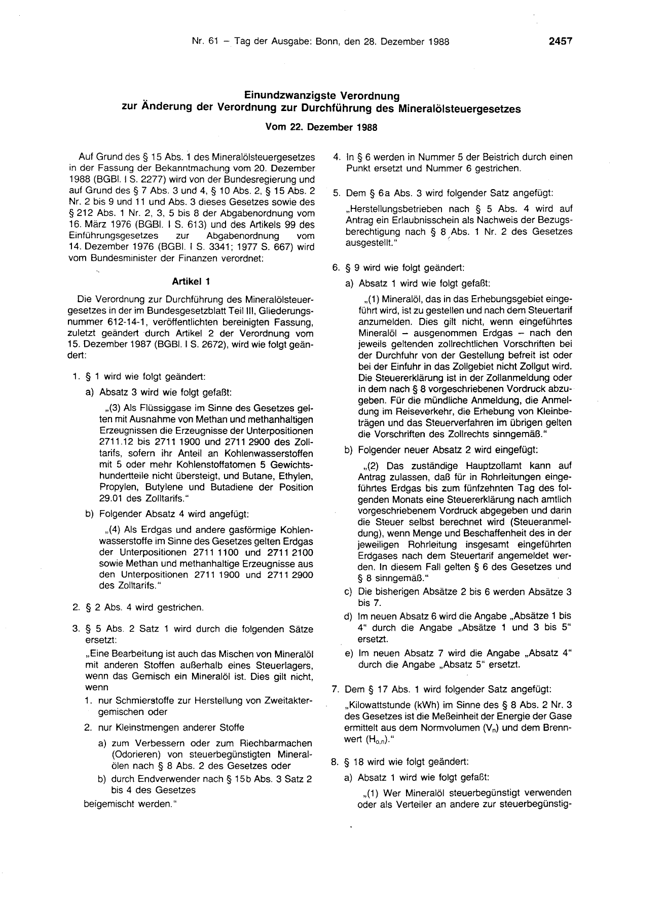 BGBl. 1988, Seite 2457 — Originalseite als Abbildung
