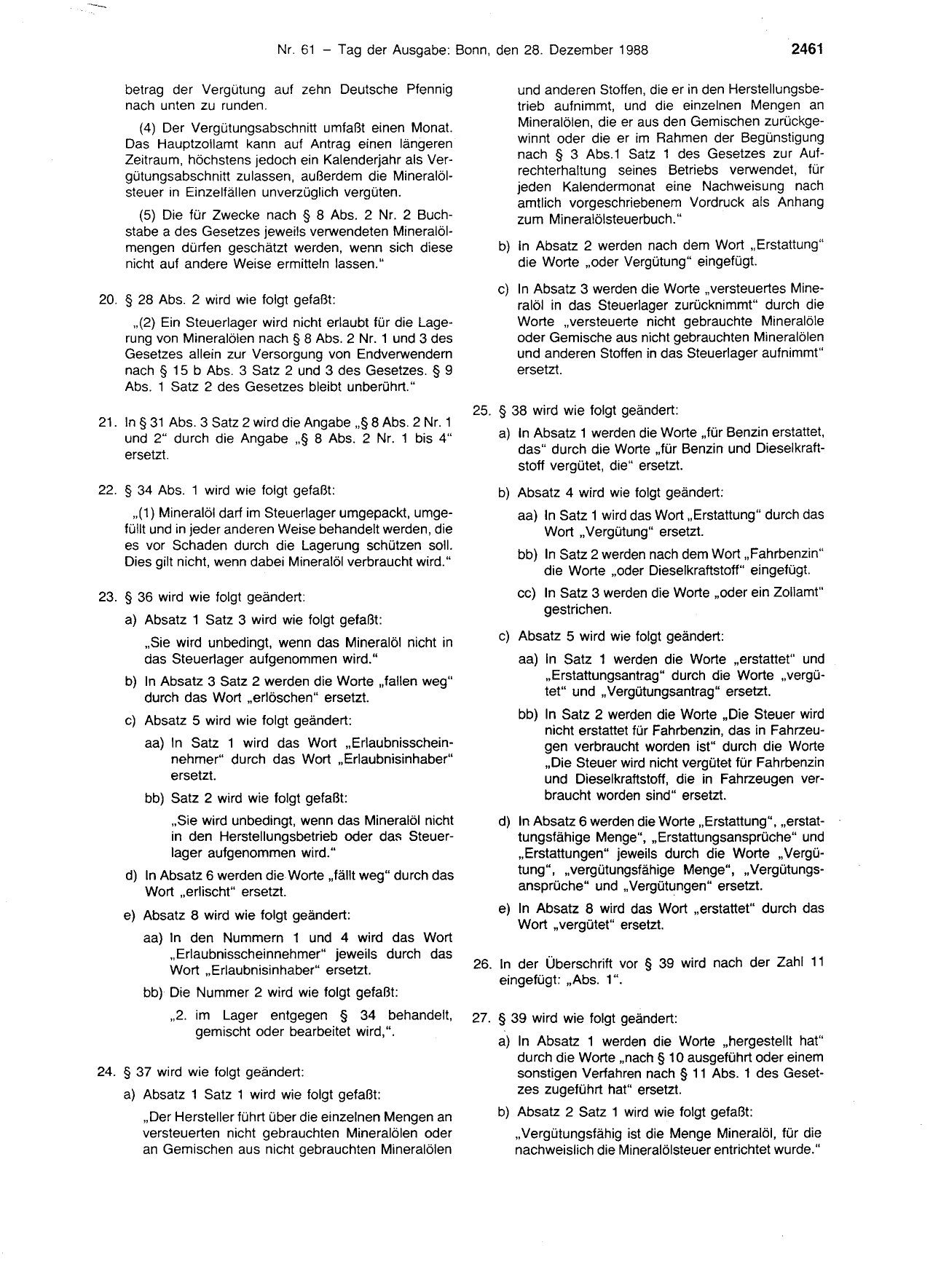 BGBl. 1988, Seite 2461 — Originalseite als Abbildung
