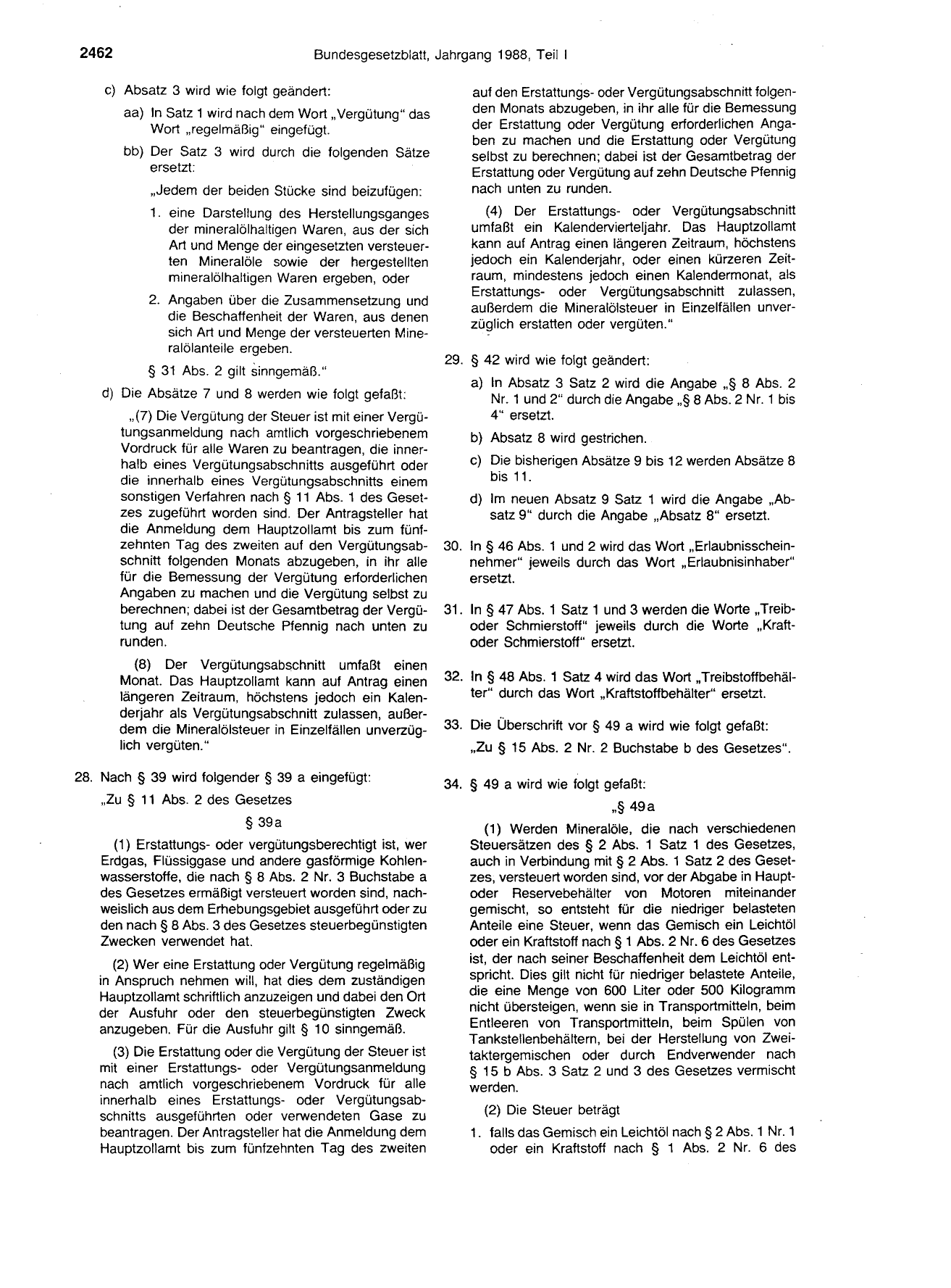 BGBl. 1988, Seite 2462 — Originalseite als Abbildung