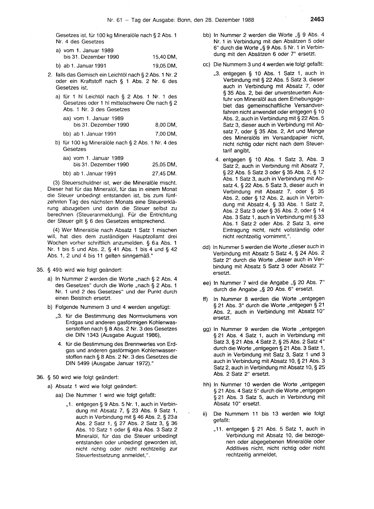 BGBl. 1988, Seite 2463 — Originalseite als Abbildung