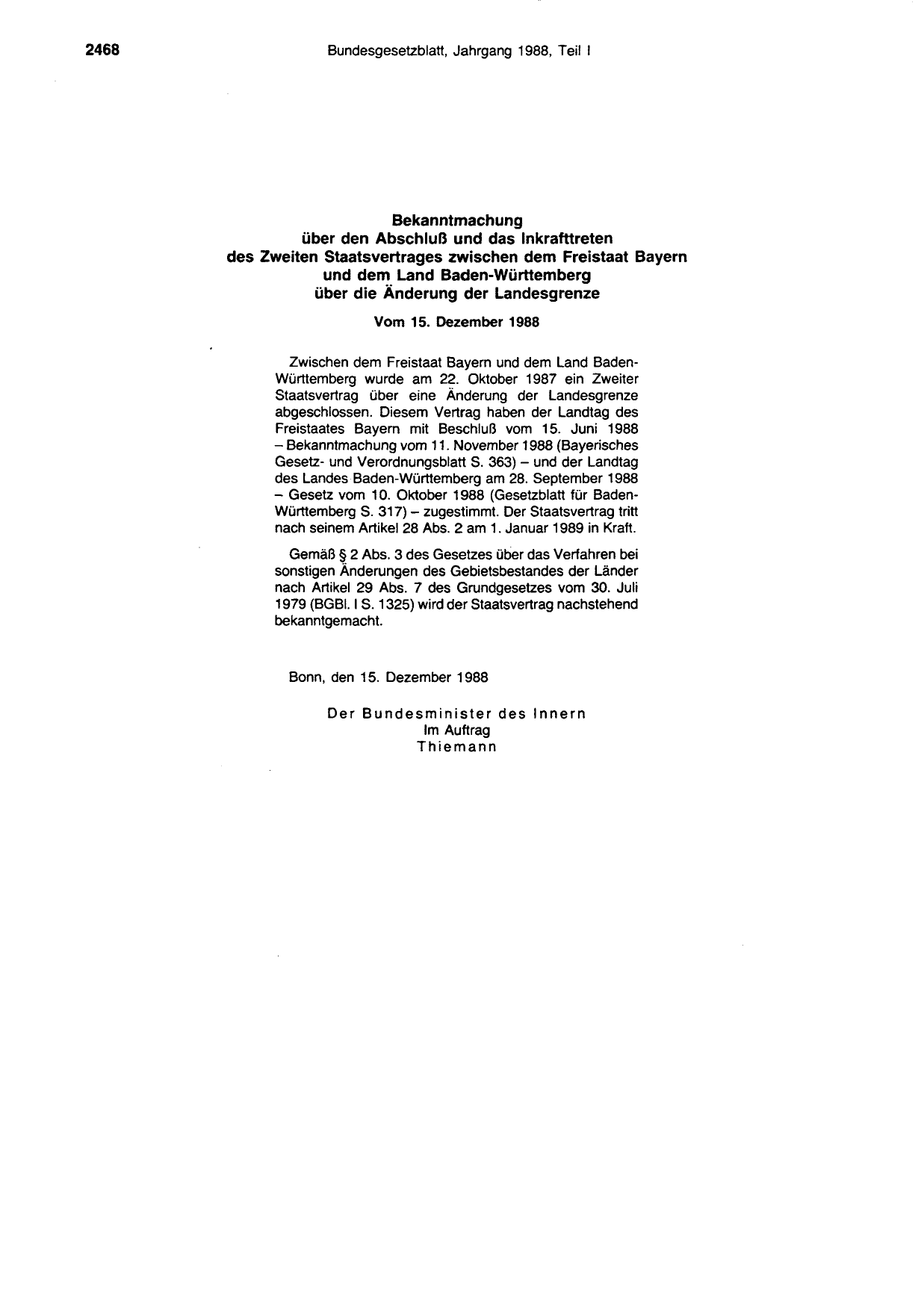 BGBl. 1988, Seite 2468 — Originalseite als Abbildung