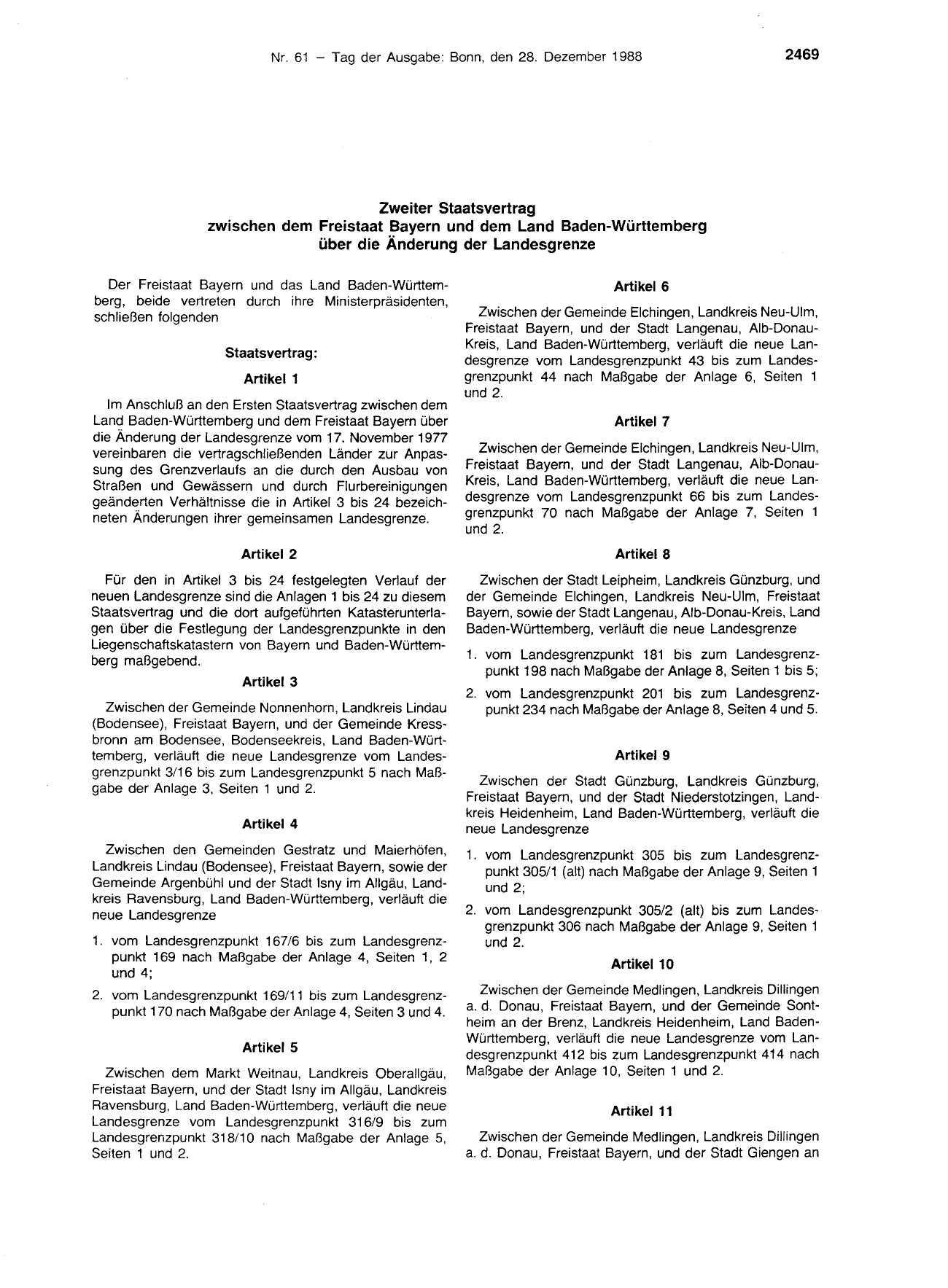 BGBl. 1988, Seite 2469 — Originalseite als Abbildung