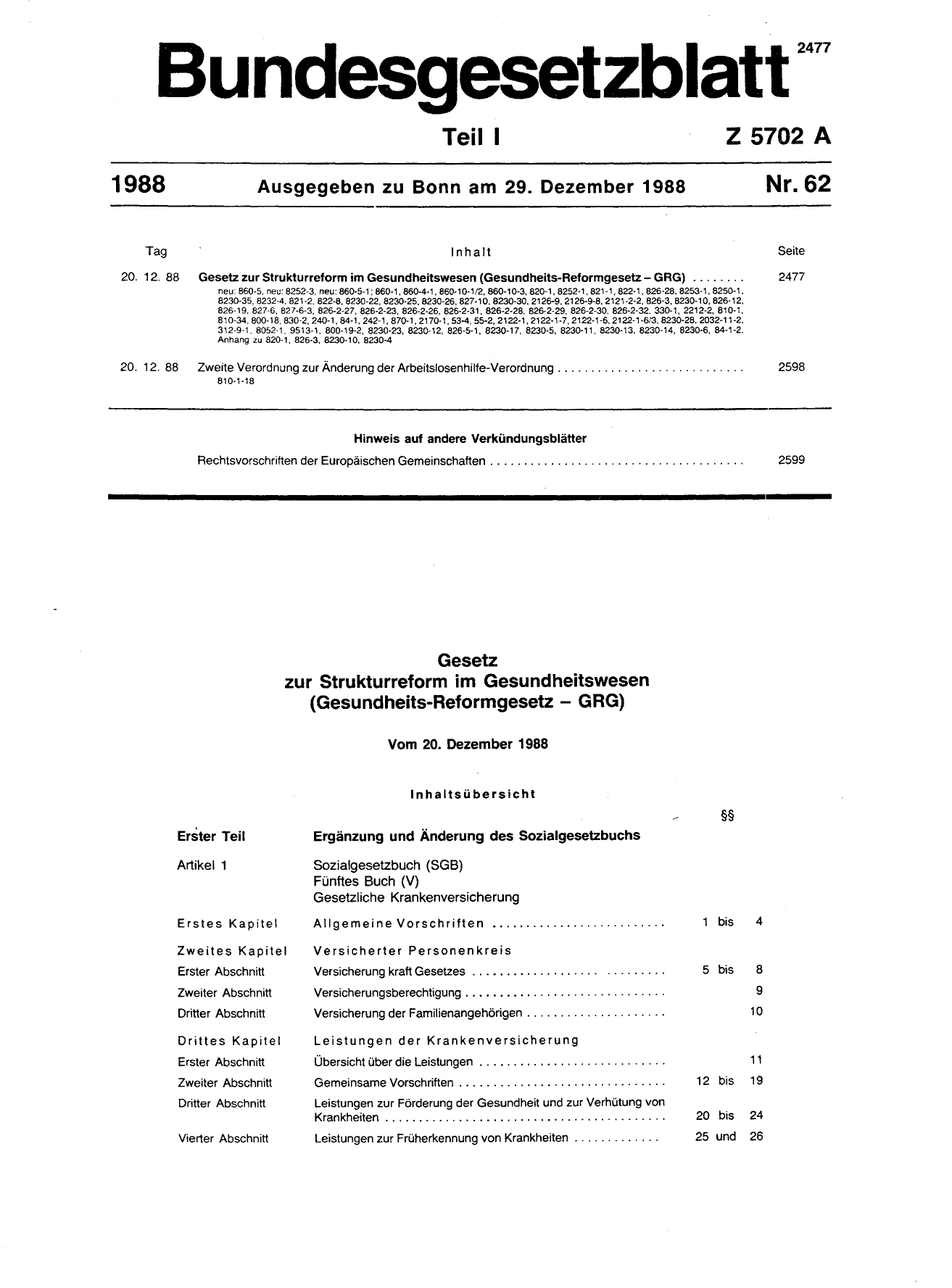 BGBl. 1988, Seite 2 — Originalseite als Abbildung