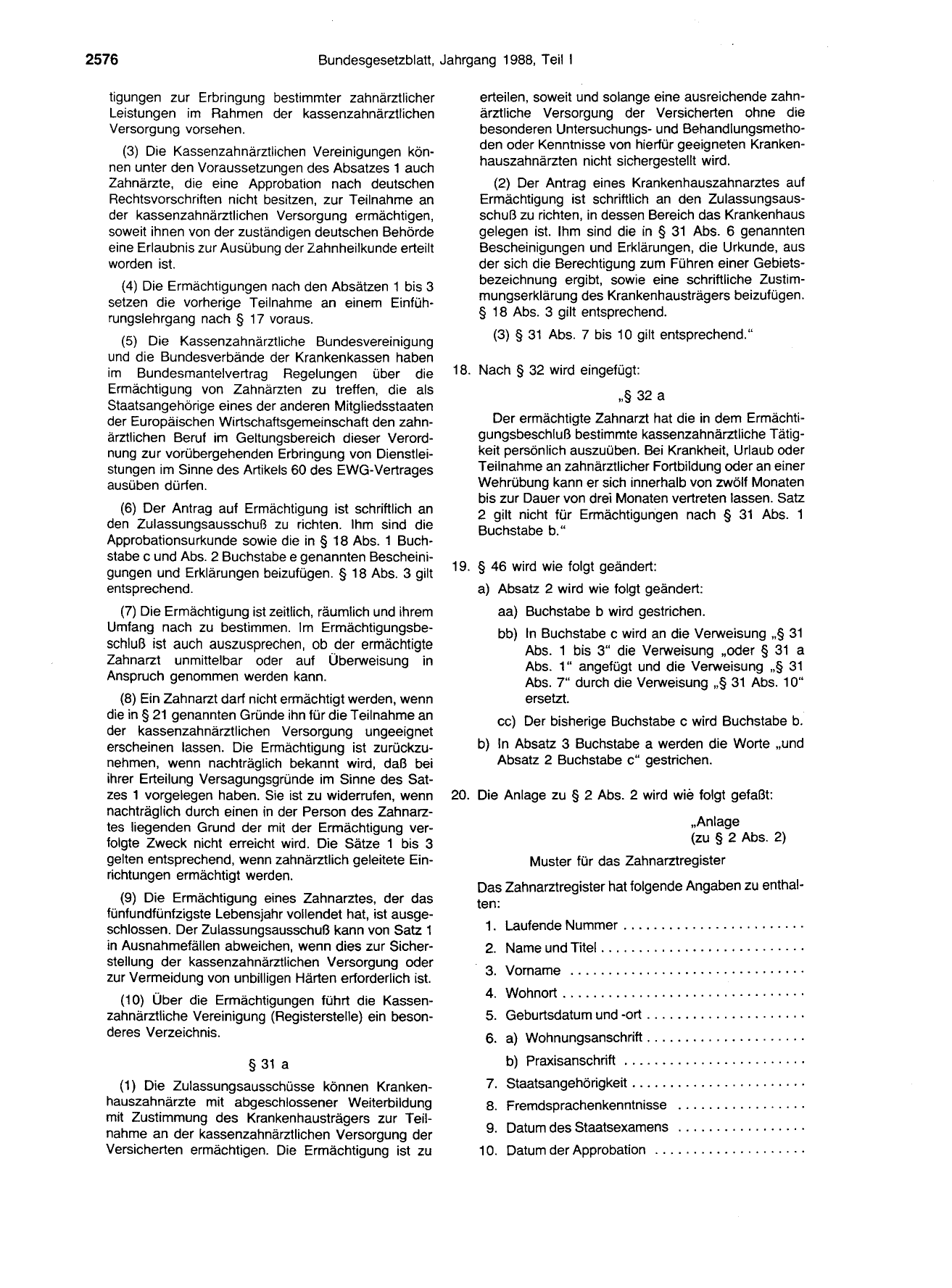 BGBl. 1988, Seite 2576 — Originalseite als Abbildung