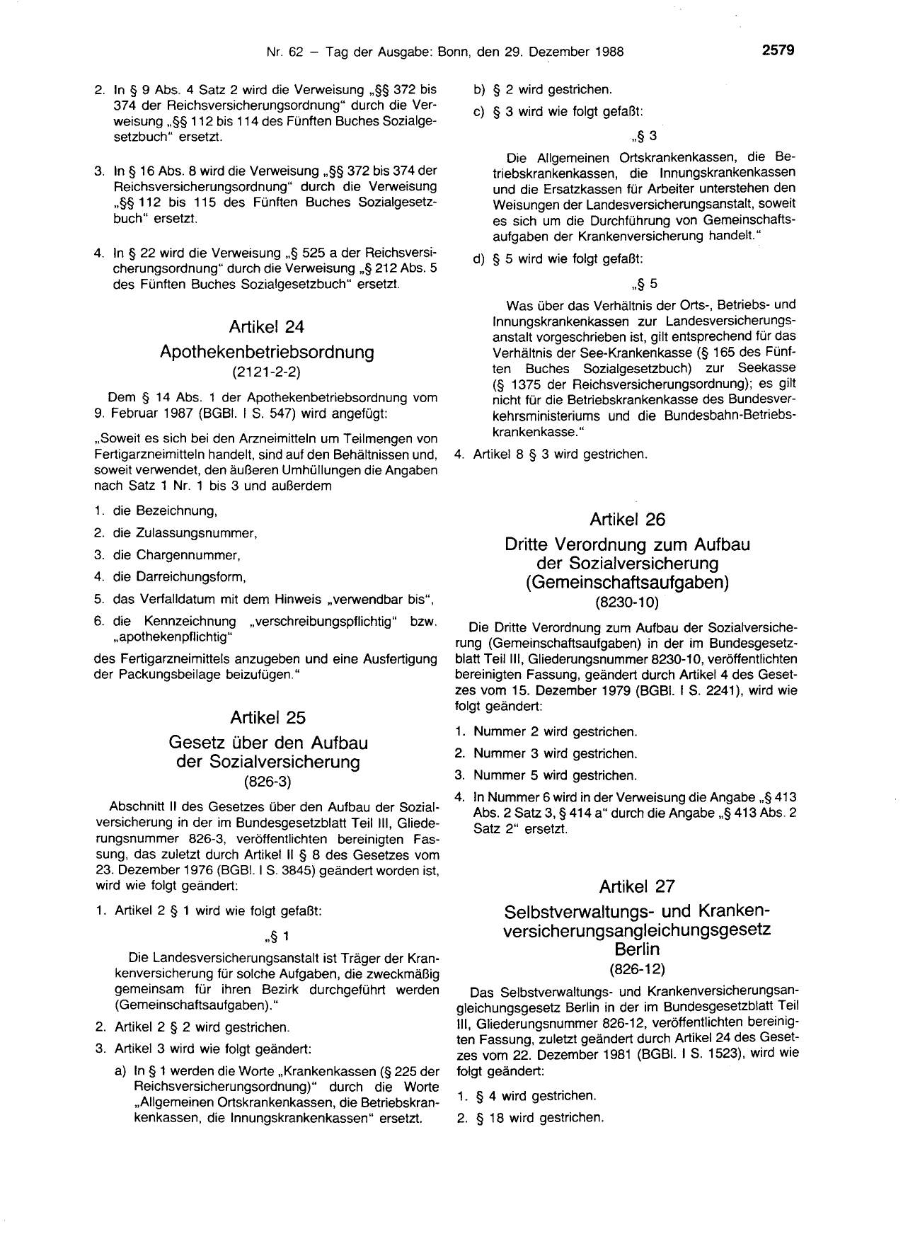 BGBl. 1988, Seite 2579 — Originalseite als Abbildung