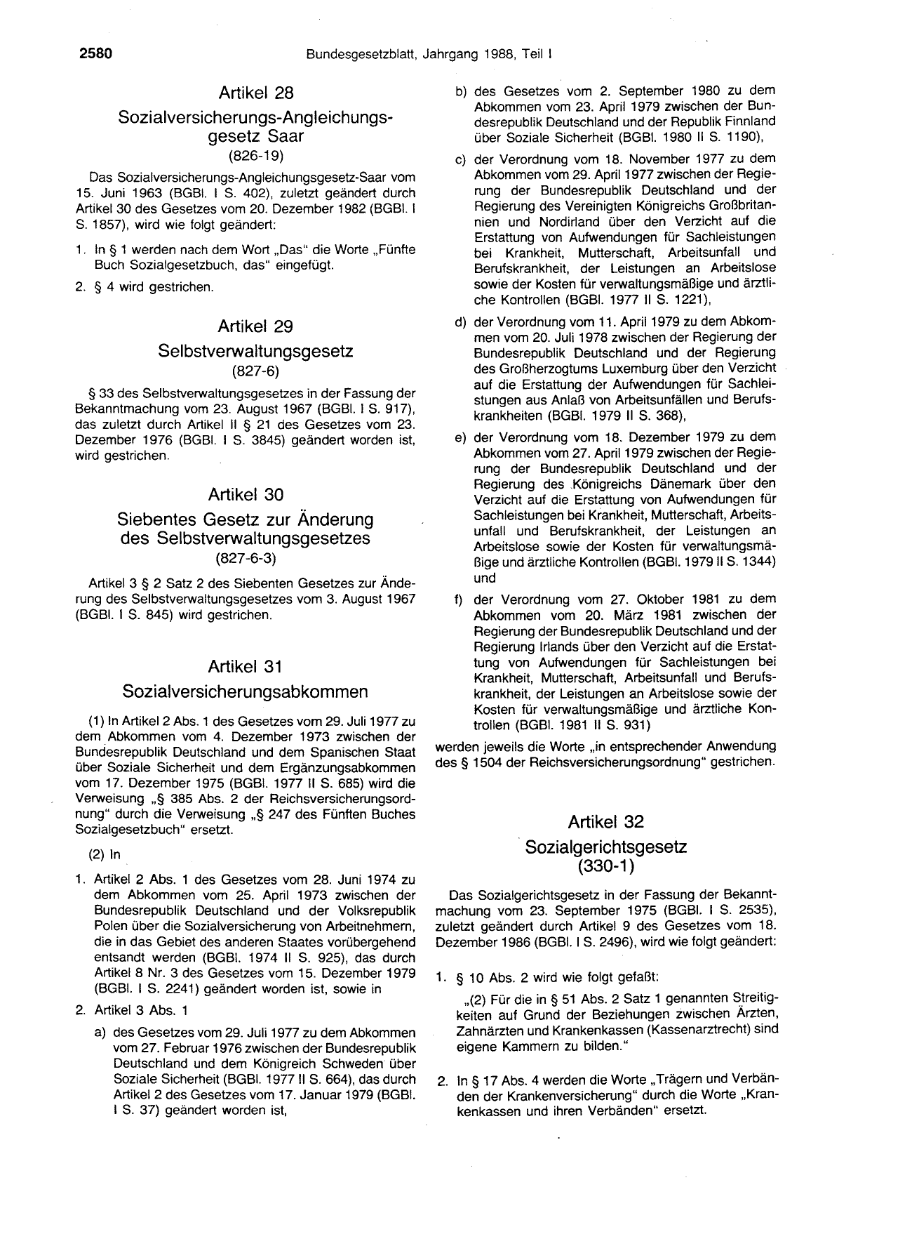 BGBl. 1988, Seite 2580 — Originalseite als Abbildung