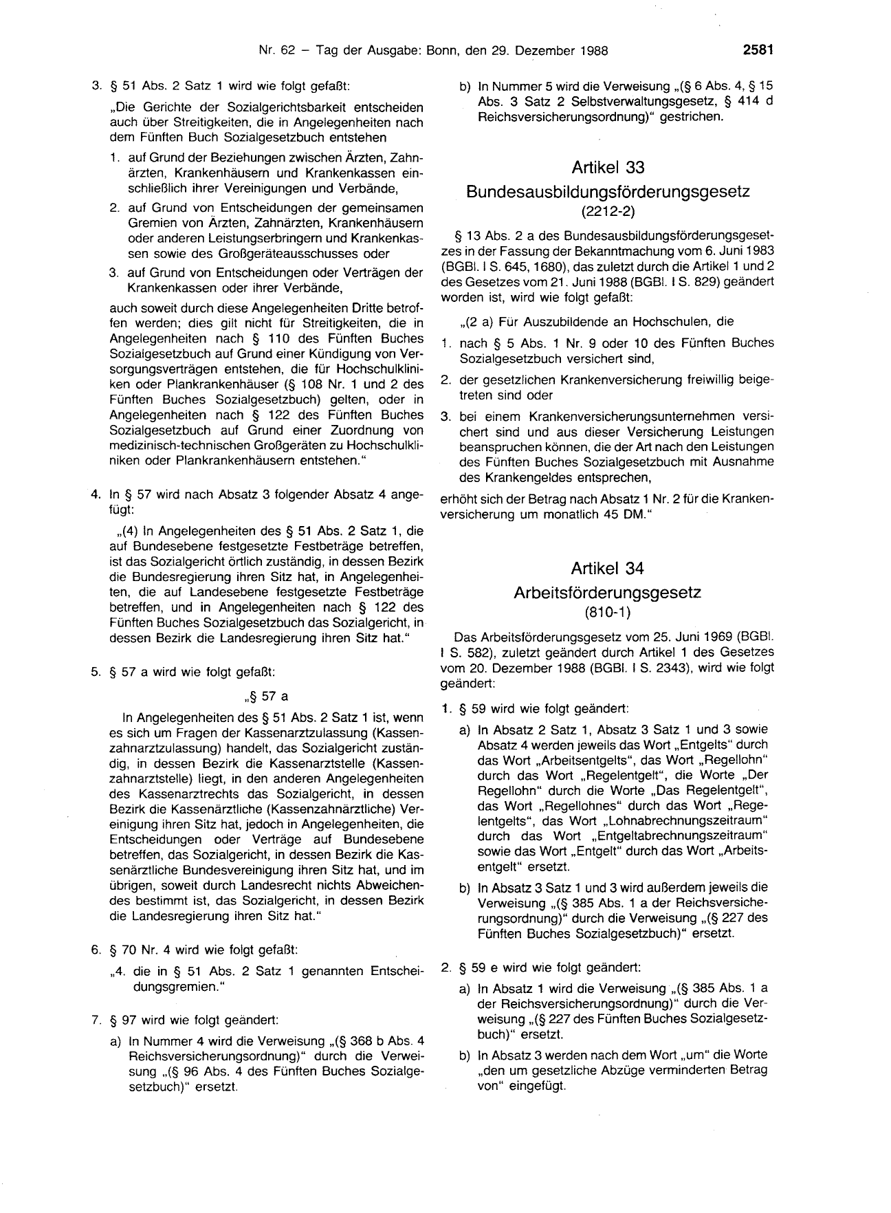 BGBl. 1988, Seite 2581 — Originalseite als Abbildung