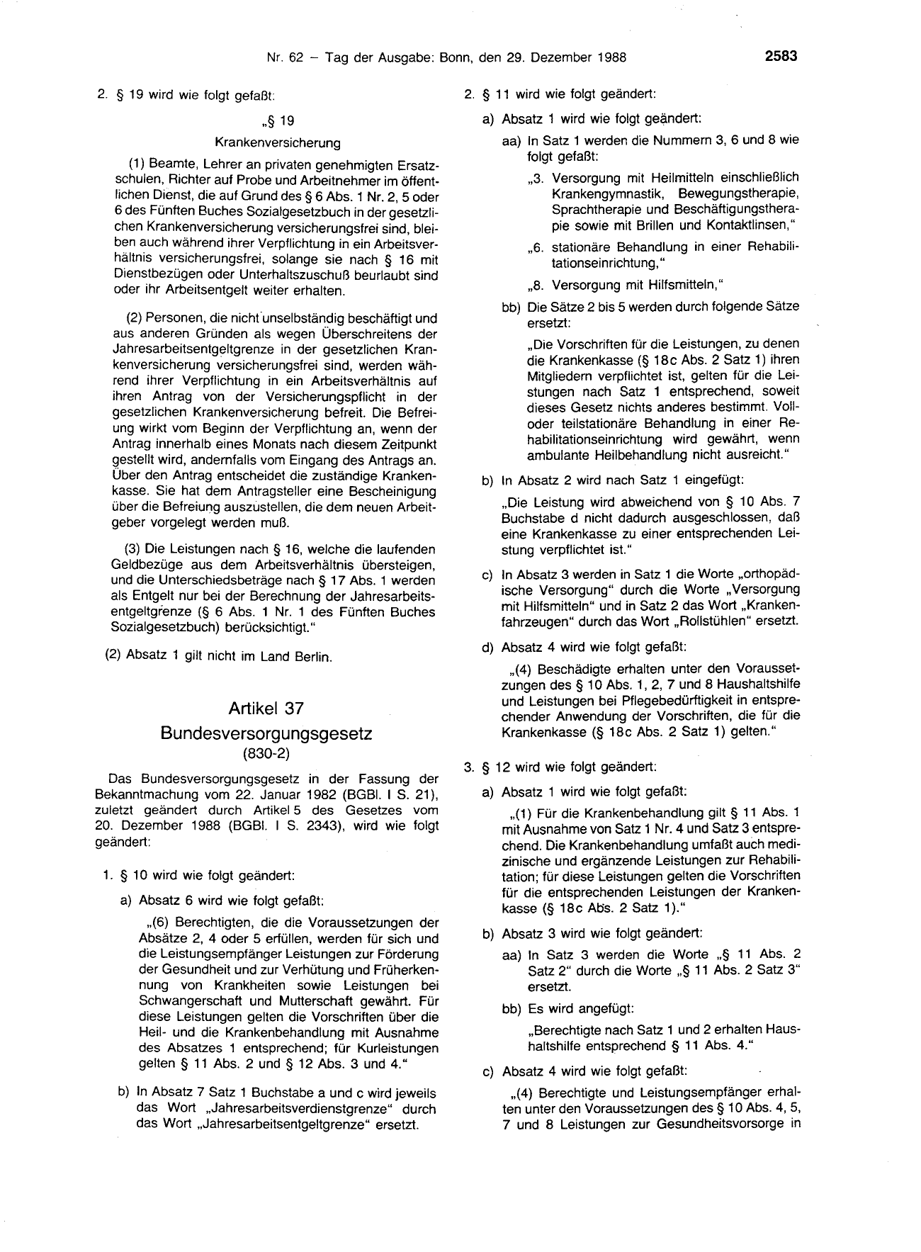 BGBl. 1988, Seite 2583 — Originalseite als Abbildung