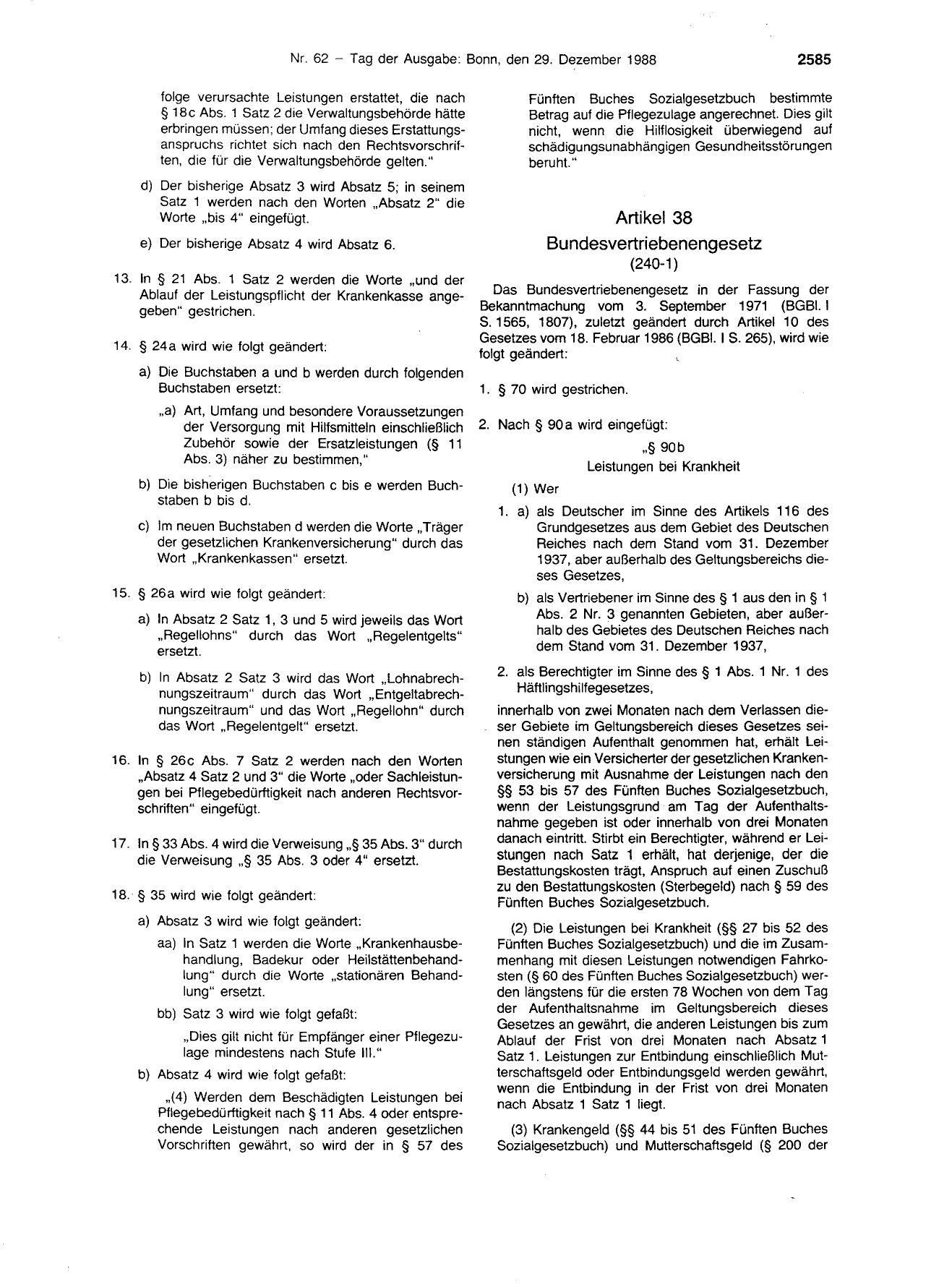 BGBl. 1988, Seite 2585 — Originalseite als Abbildung