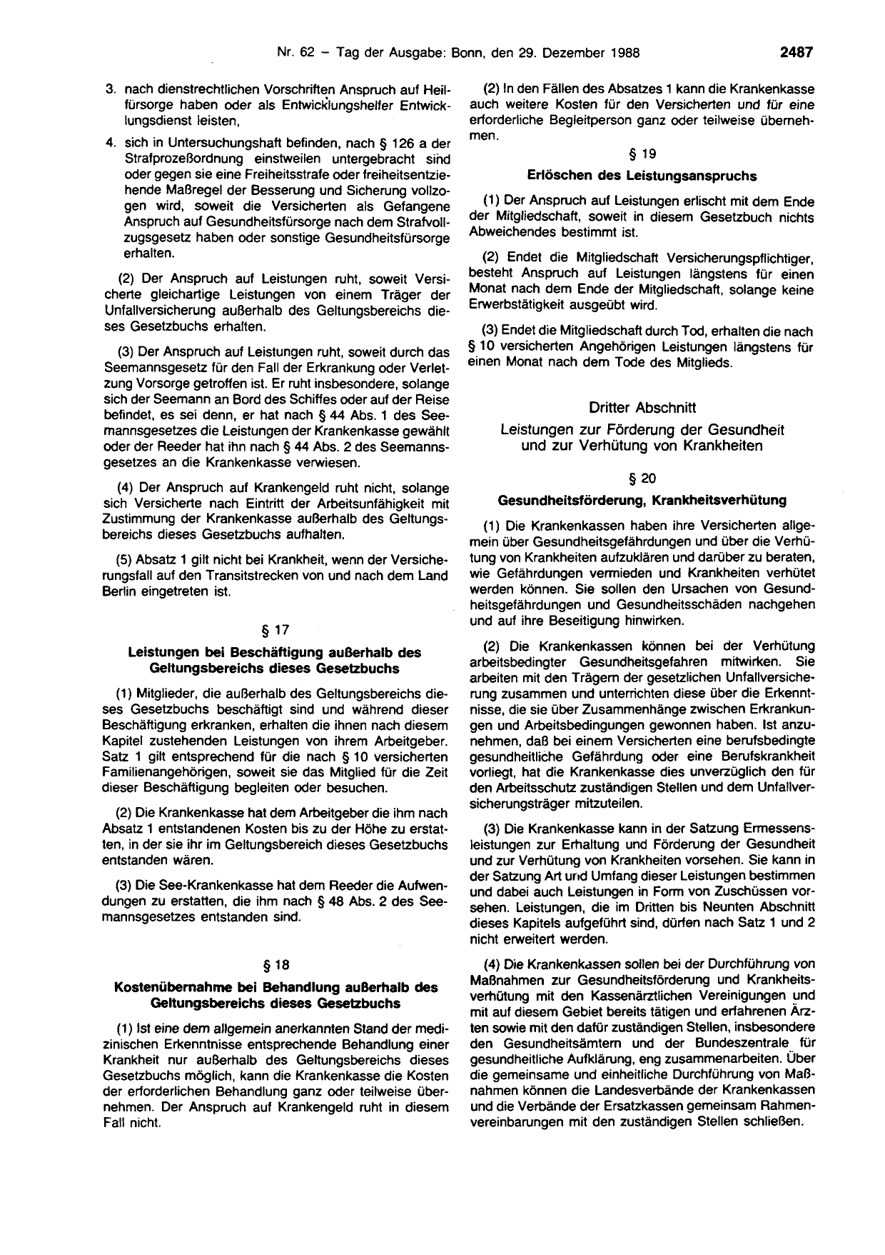 BGBl. 1988, Seite 2487 — Originalseite als Abbildung