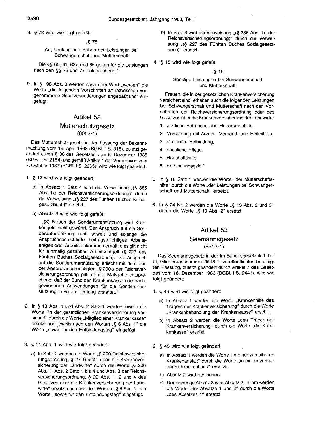 BGBl. 1988, Seite 2590 — Originalseite als Abbildung