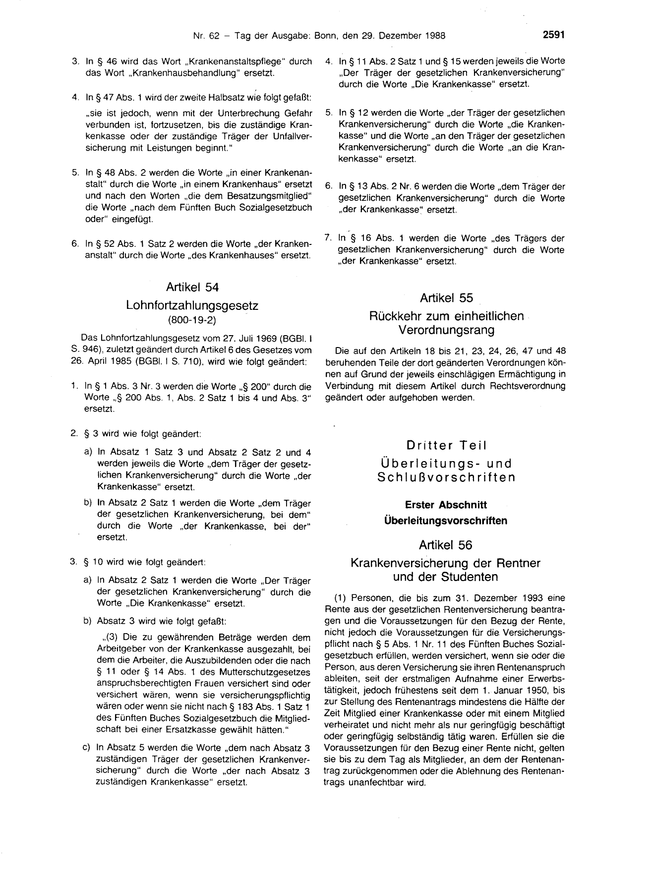 BGBl. 1988, Seite 2591 — Originalseite als Abbildung