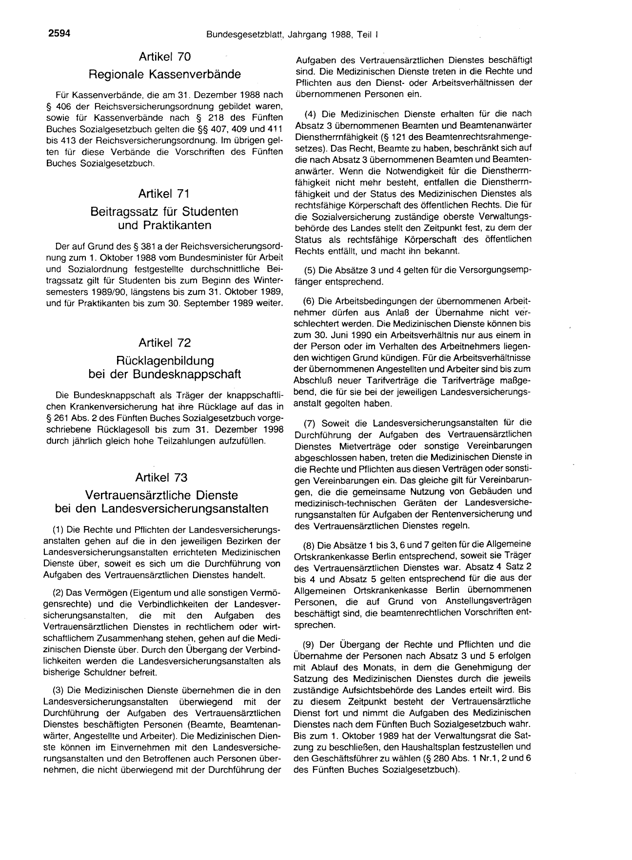 BGBl. 1988, Seite 2594 — Originalseite als Abbildung