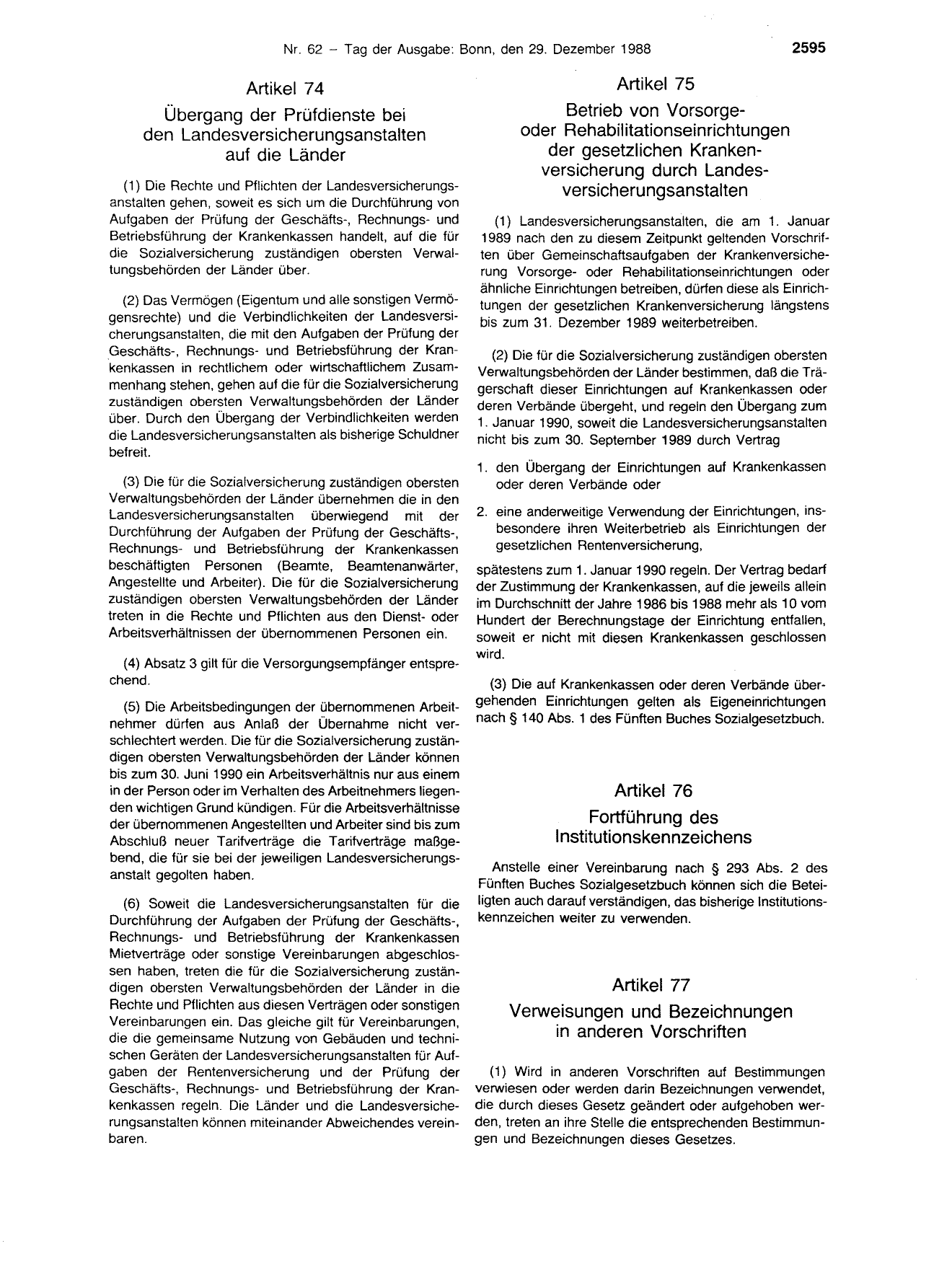 BGBl. 1988, Seite 2595 — Originalseite als Abbildung