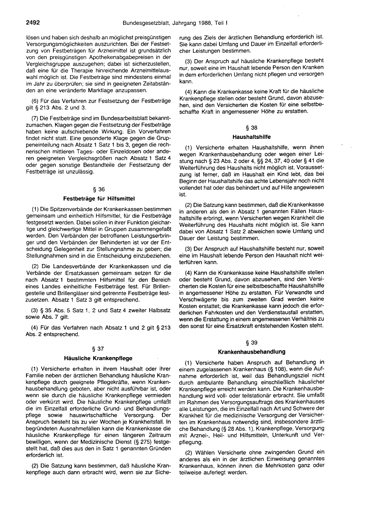 BGBl. 1988, Seite 2492 — Originalseite als Abbildung
