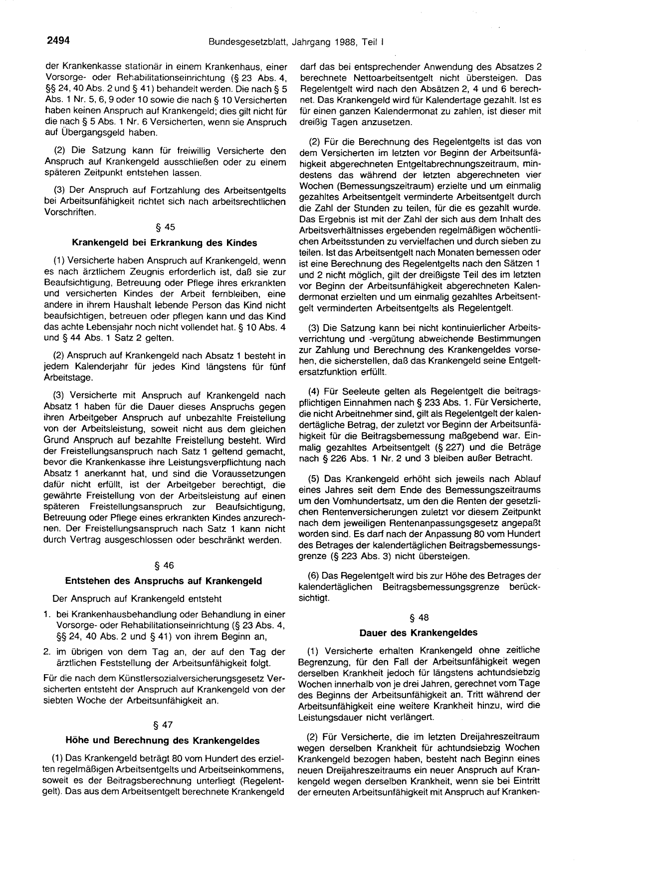 BGBl. 1988, Seite 2494 — Originalseite als Abbildung