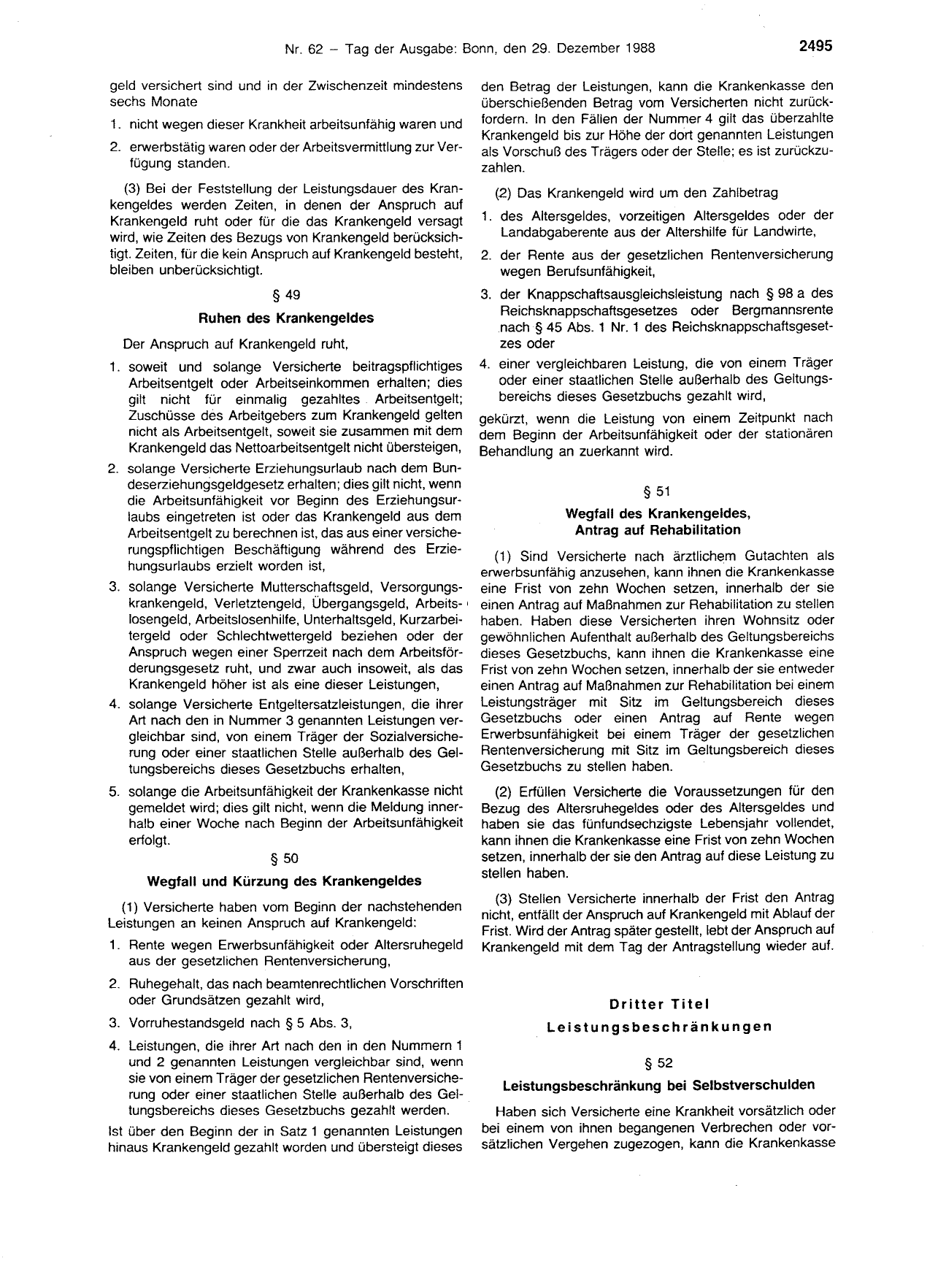 BGBl. 1988, Seite 2495 — Originalseite als Abbildung
