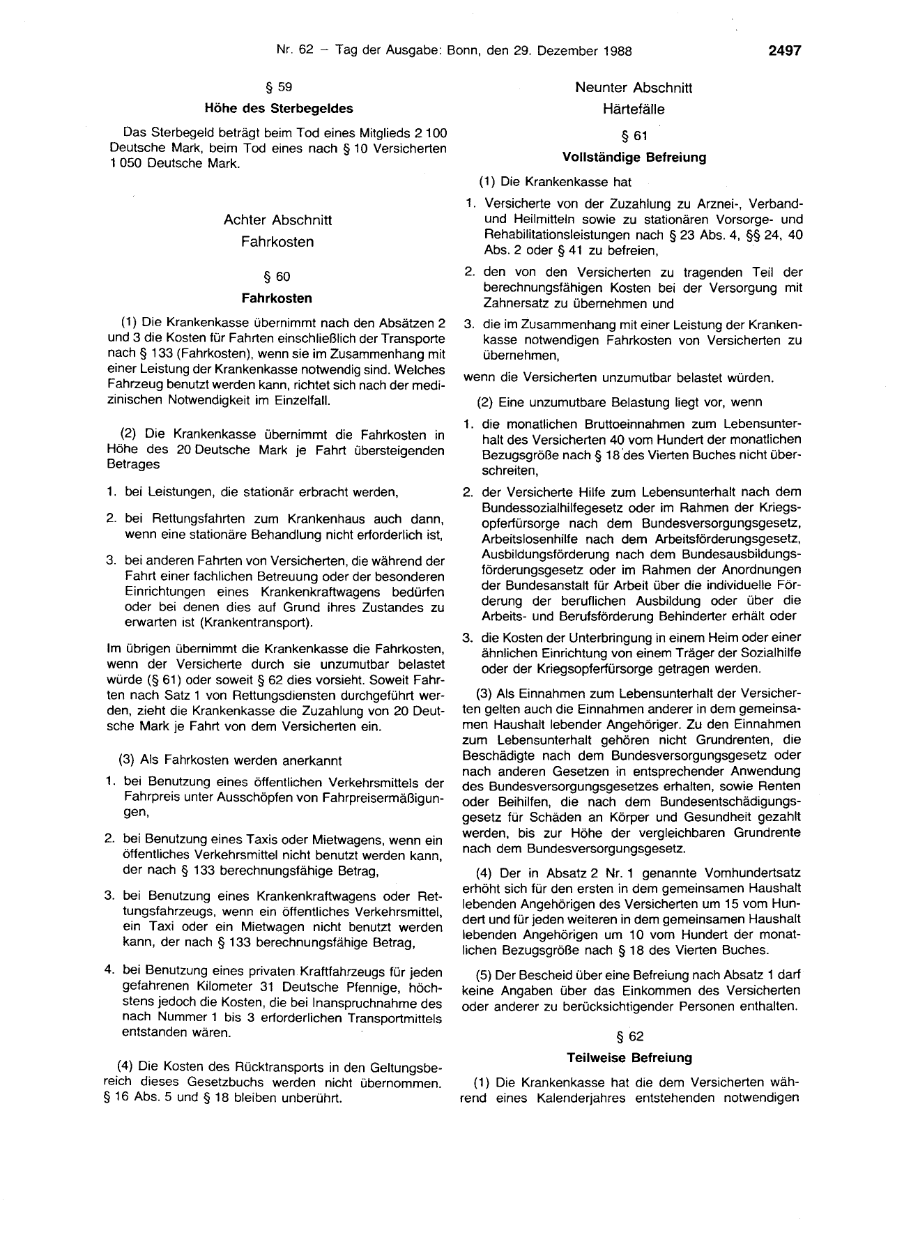 BGBl. 1988, Seite 2497 — Originalseite als Abbildung