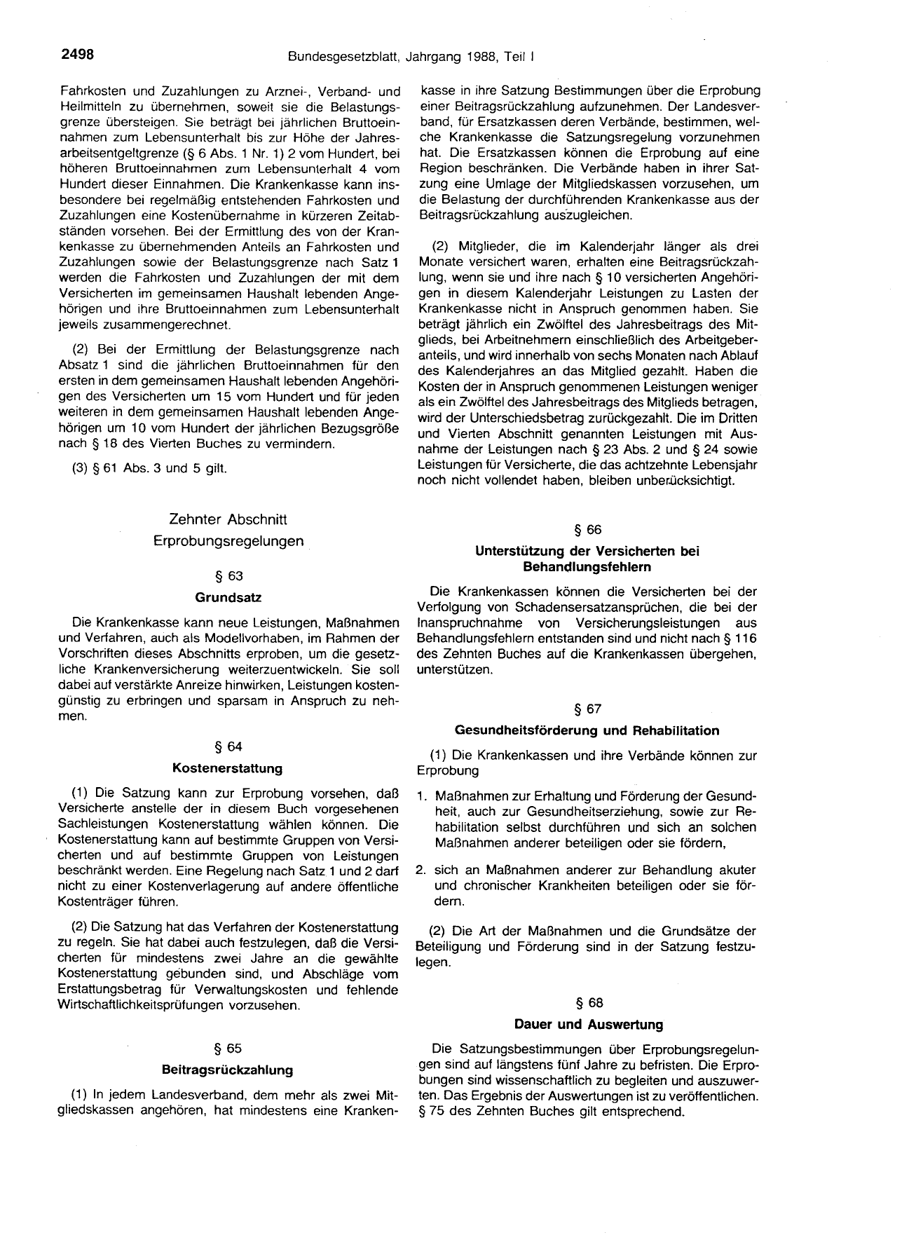 BGBl. 1988, Seite 2498 — Originalseite als Abbildung