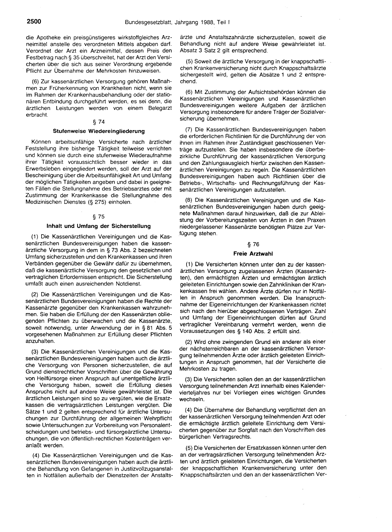 BGBl. 1988, Seite 2500 — Originalseite als Abbildung