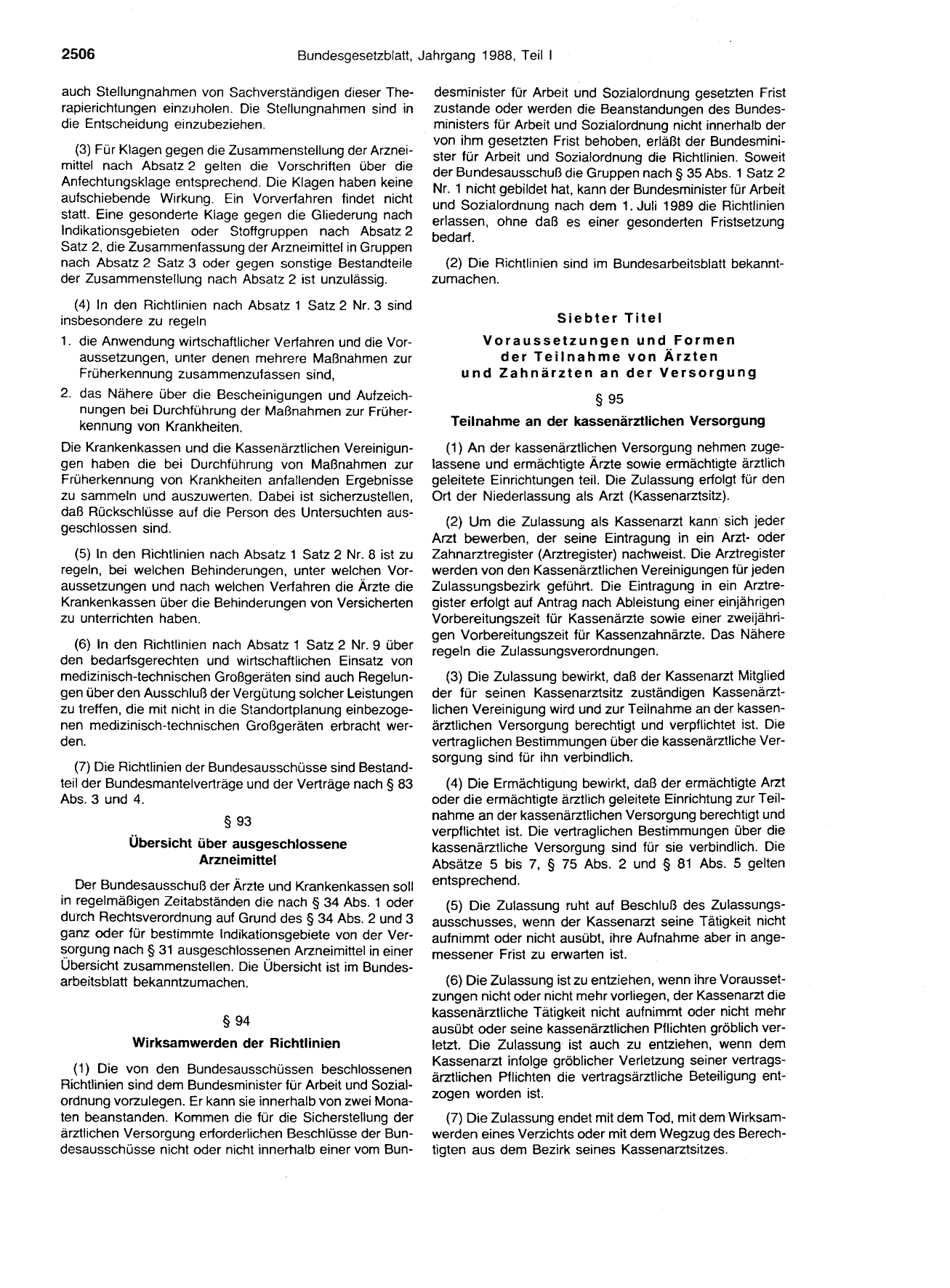BGBl. 1988, Seite 2506 — Originalseite als Abbildung