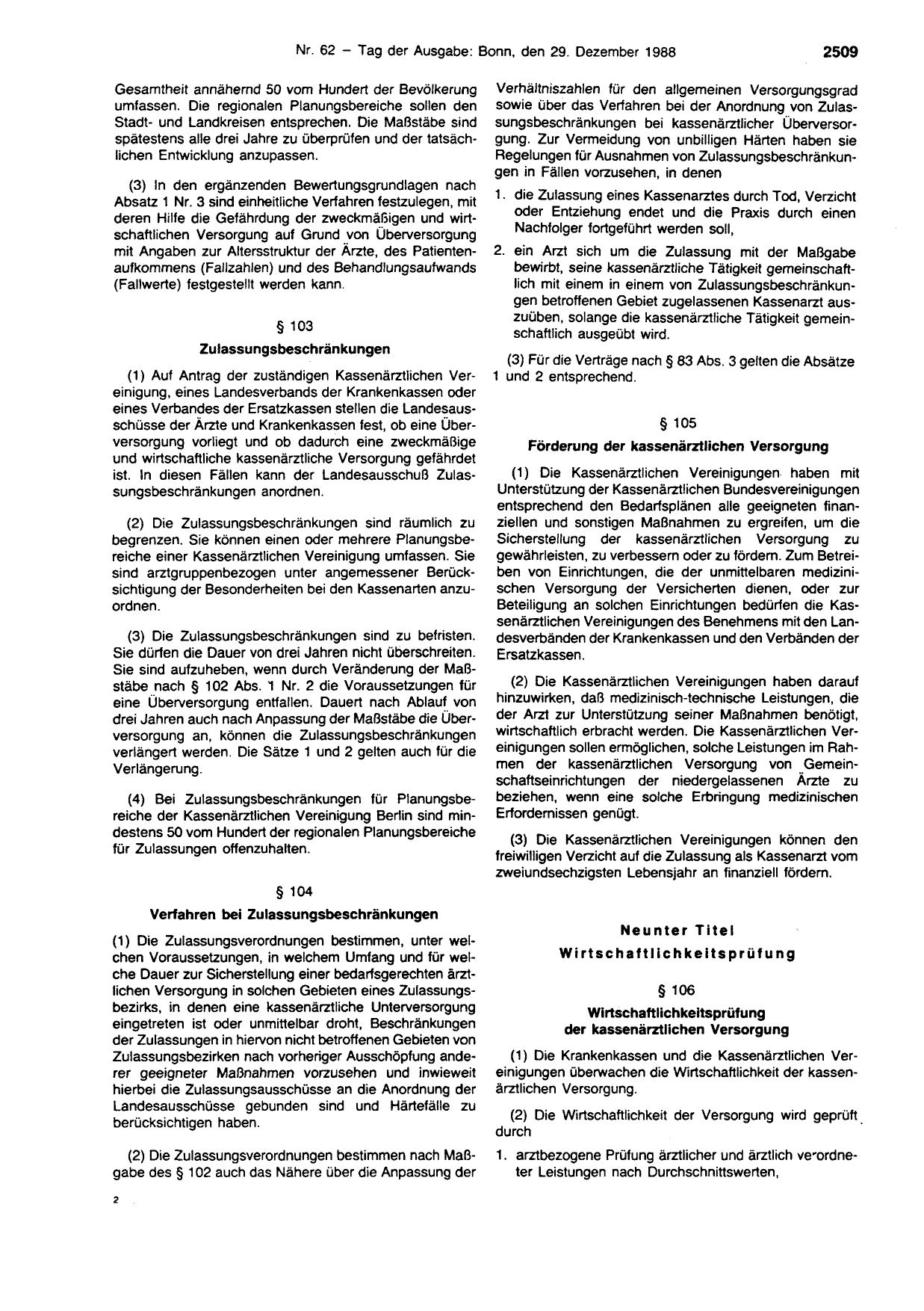 BGBl. 1988, Seite 2509 — Originalseite als Abbildung