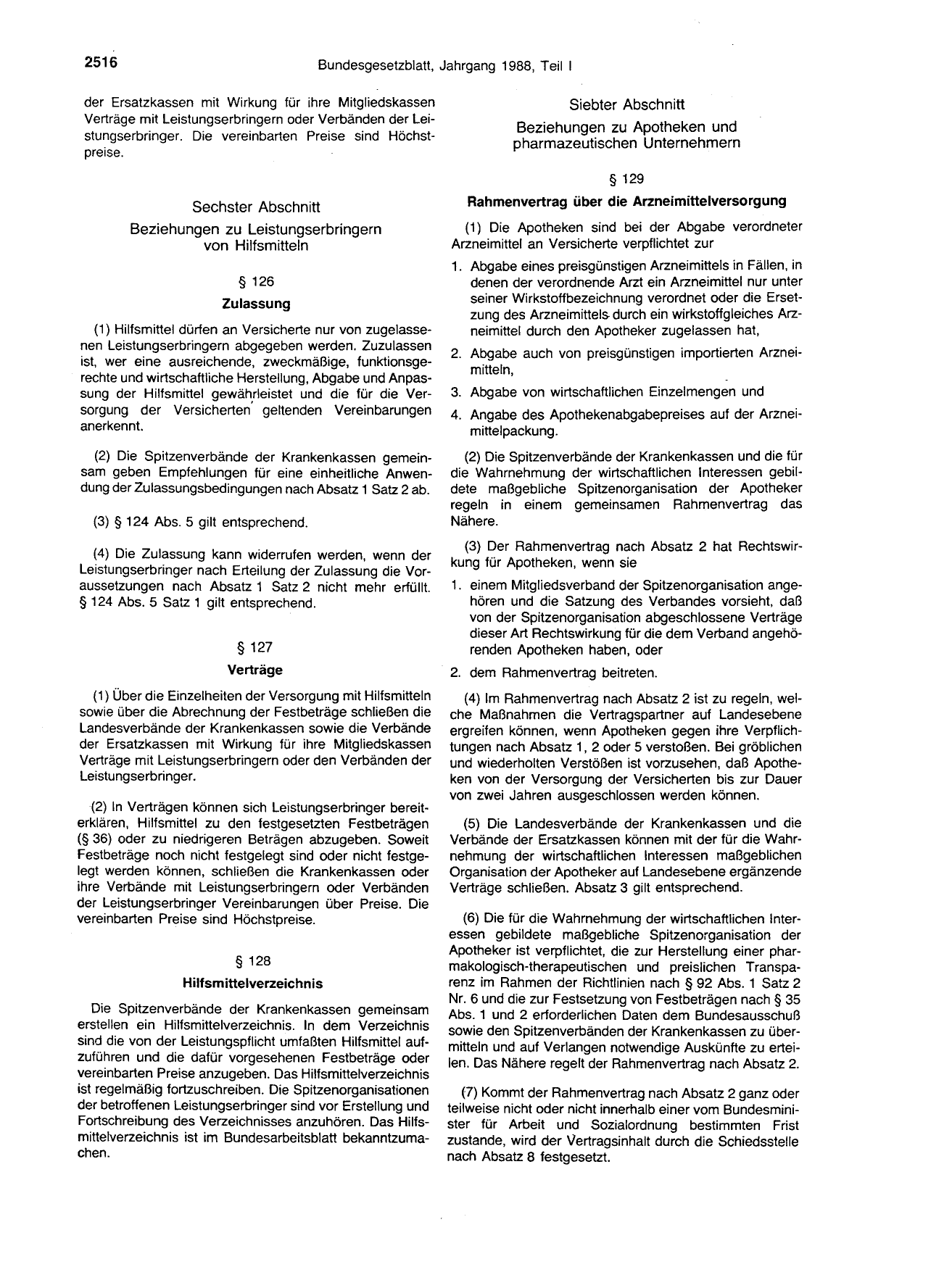 BGBl. 1988, Seite 2516 — Originalseite als Abbildung