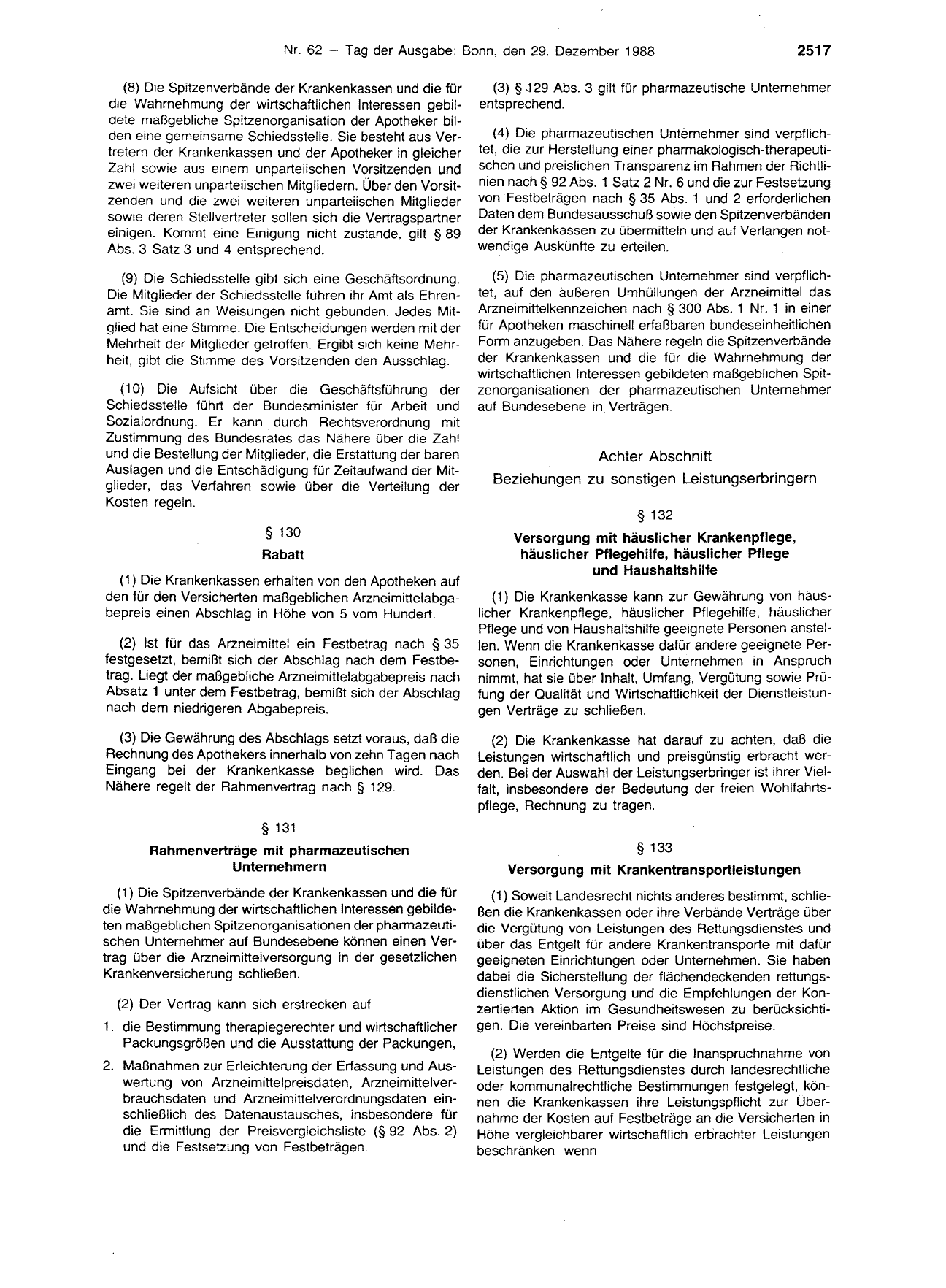 BGBl. 1988, Seite 2517 — Originalseite als Abbildung